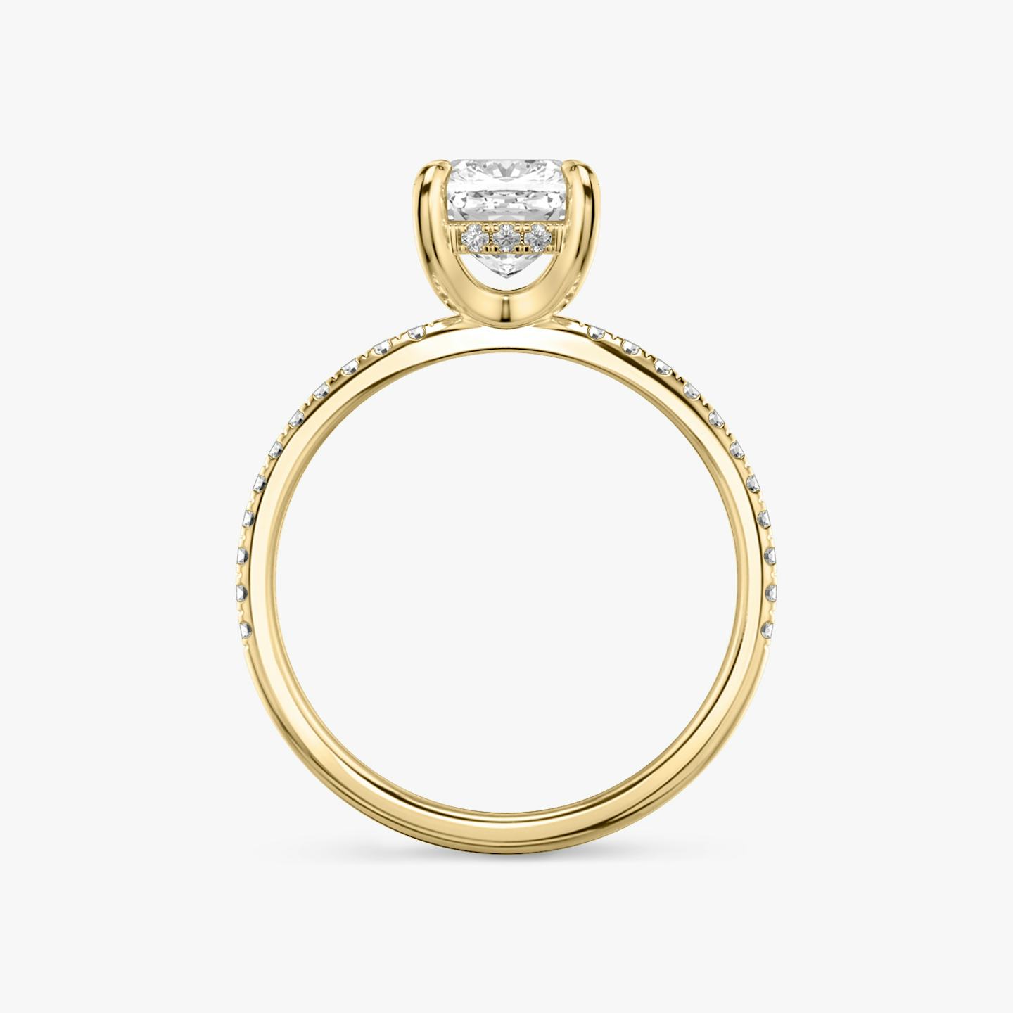 The Classic Hidden Halo | Pavé Cushion | 18k | 18k Yellow Gold | Band: Pavé | Prong style: Plain | Diamond orientation: vertical | Carat weight: See full inventory
