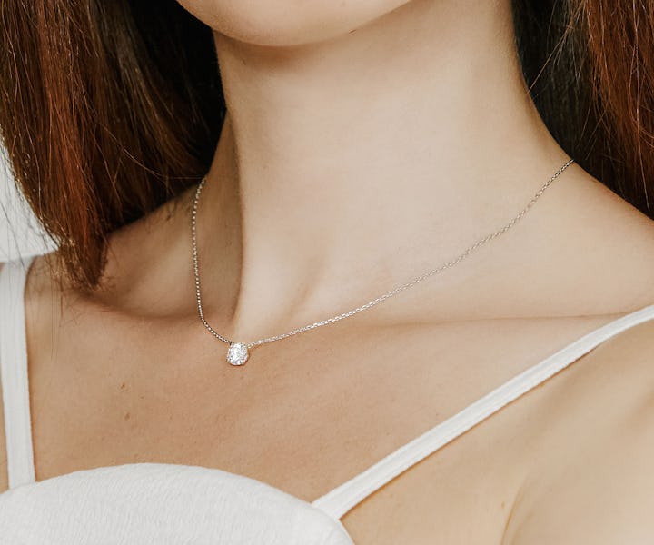 Solitaire necklace, lab-grown diamond necklace