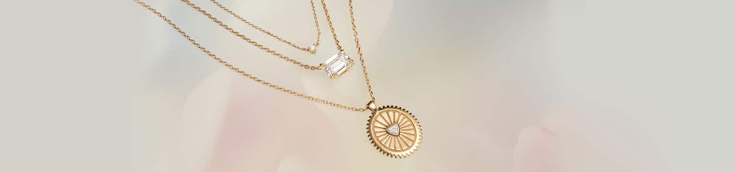 Tiny diamond necklace, Solitaire necklace, medallion