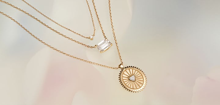 Tiny diamond necklace, Solitaire necklace, medallion 