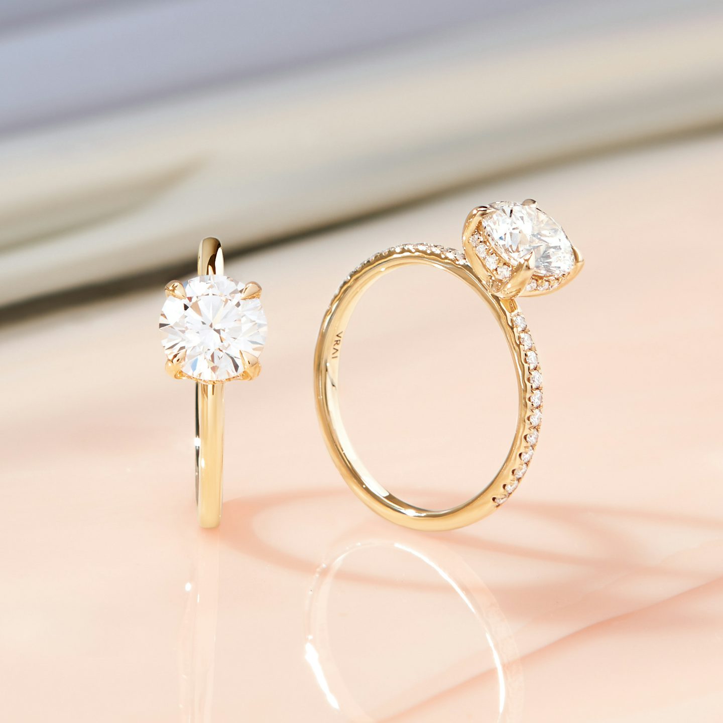 The Classic Hidden Halo | Round Brilliant | 18k | 18k Yellow Gold | Band: Plain | Carat weight: See full inventory | Prong style: Plain | Diamond orientation: vertical
