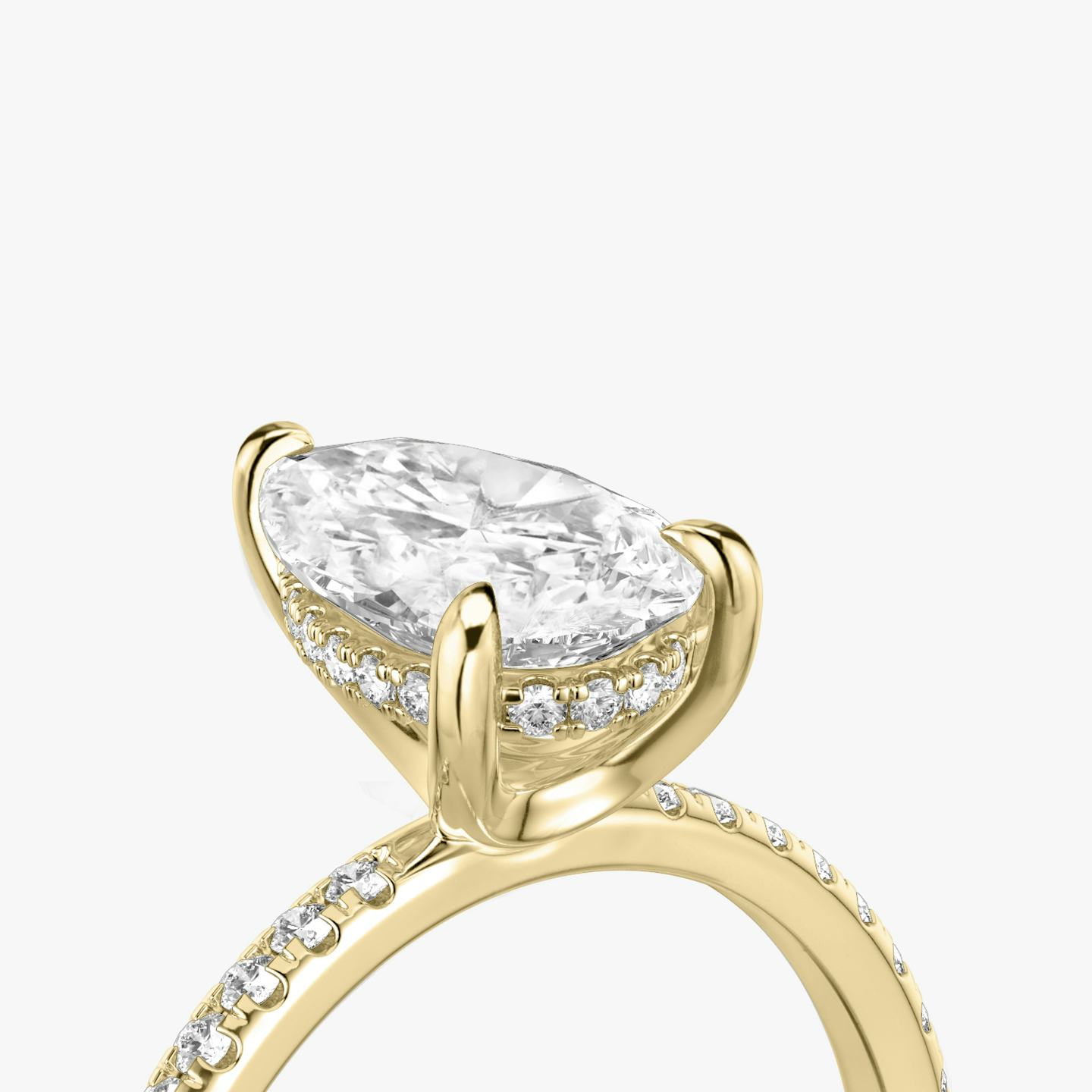 The Classic Hidden Halo | Pear | 18k | 18k Yellow Gold | Band: Pavé | Prong style: Plain | Diamond orientation: vertical | Carat weight: See full inventory