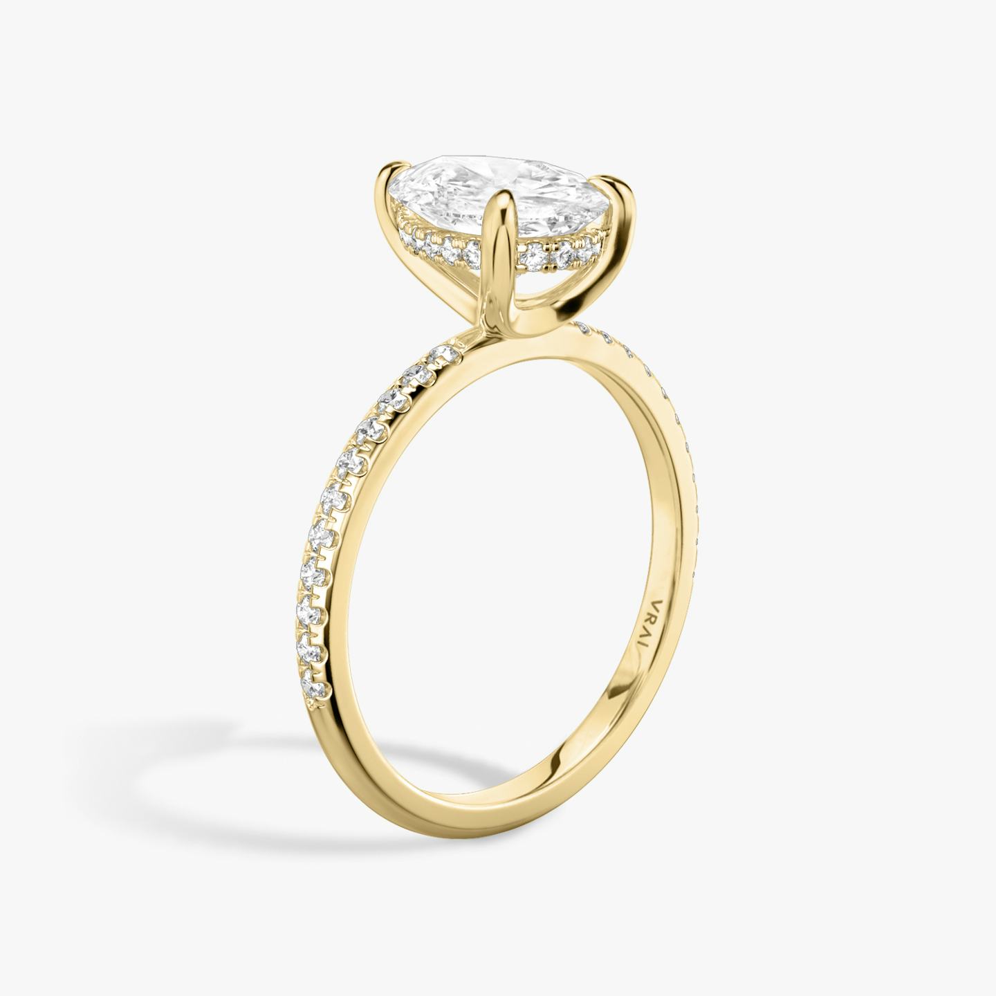 The Classic Hidden Halo | Pear | 18k | 18k Yellow Gold | Band: Pavé | Prong style: Plain | Diamond orientation: vertical | Carat weight: See full inventory
