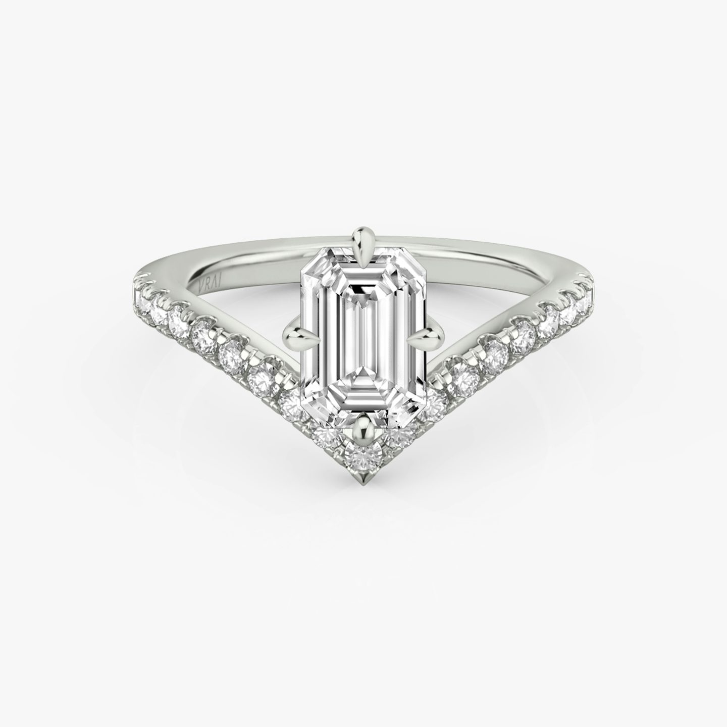 The Signature V | Emerald | 18k | 18k White Gold | Band: Pavé | Diamond orientation: vertical | Carat weight: See full inventory