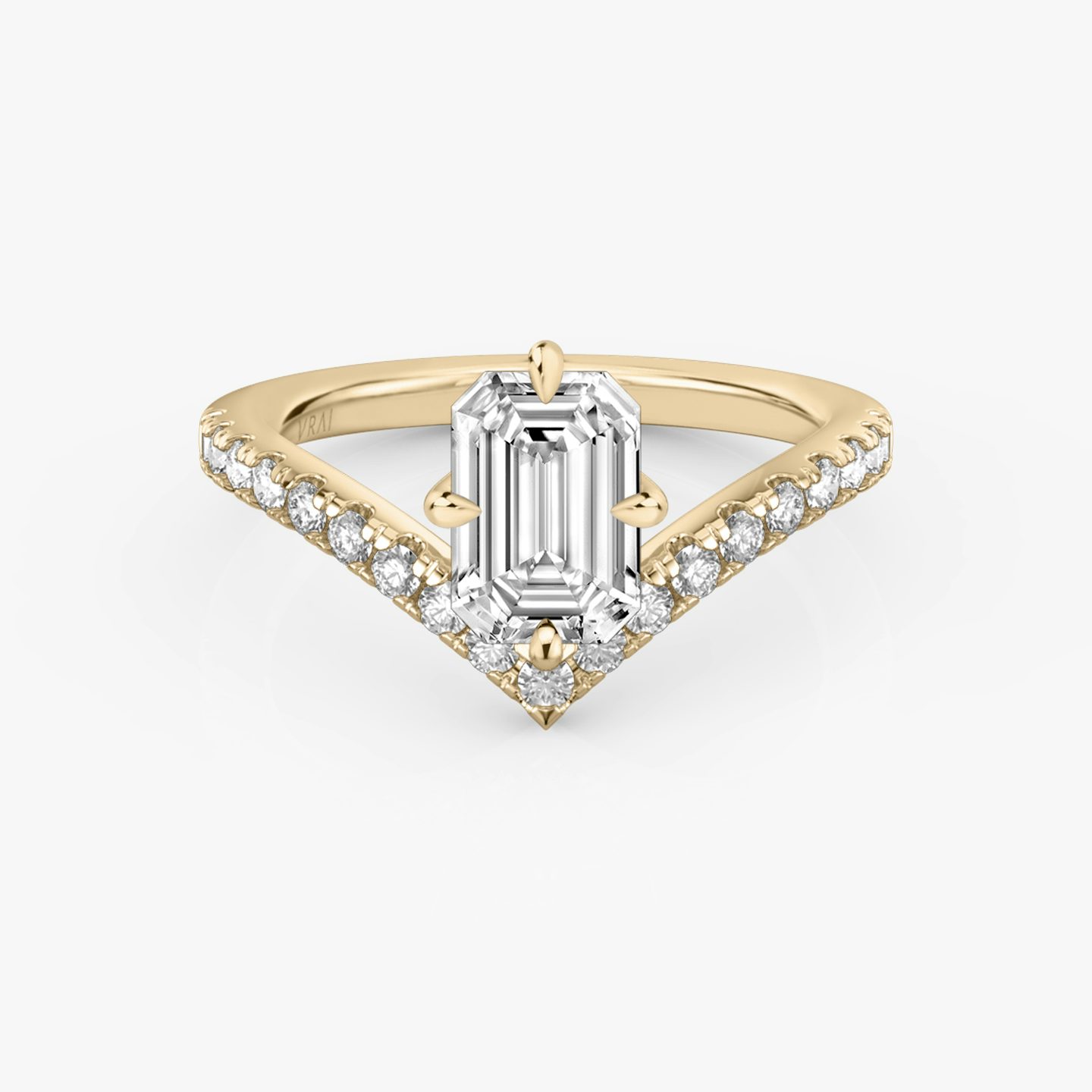 The Signature V | Emerald | 14k | 14k Rose Gold | Band: Pavé | Diamond orientation: vertical | Carat weight: See full inventory