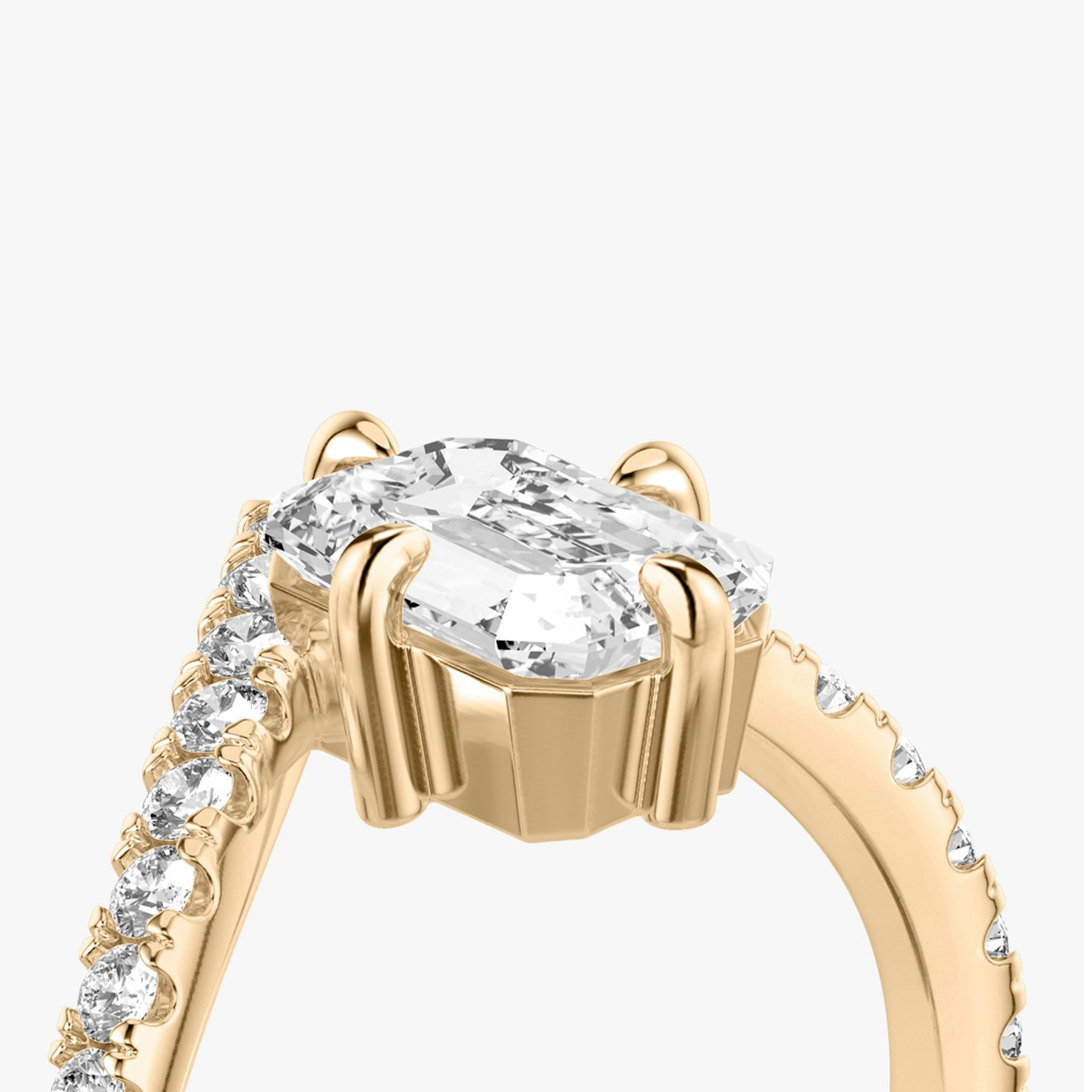 The Signature V | Emerald | 14k | 14k Rose Gold | Band: Pavé | Diamond orientation: vertical | Carat weight: See full inventory