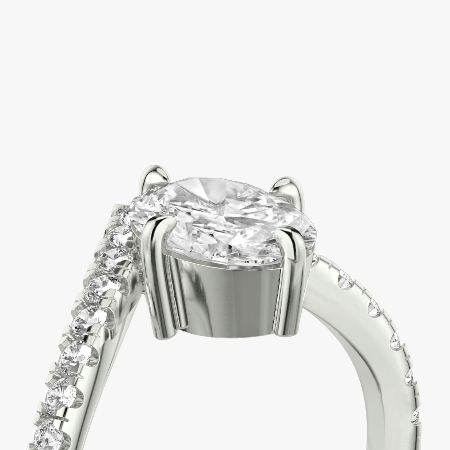 The Signature V | Oval | 18k | 18k White Gold | Band: Pavé | Diamond orientation: vertical | Carat weight: See full inventory