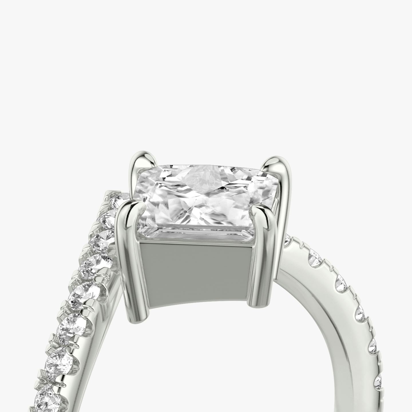 The Signature V | Princess | 18k | 18k White Gold | Band: Pavé | Diamond orientation: vertical | Carat weight: See full inventory