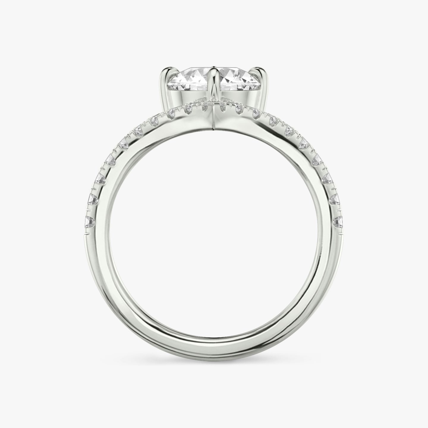 The Signature V | Round Brilliant | 18k | 18k White Gold | Band: Pavé | Carat weight: See full inventory | Diamond orientation: vertical