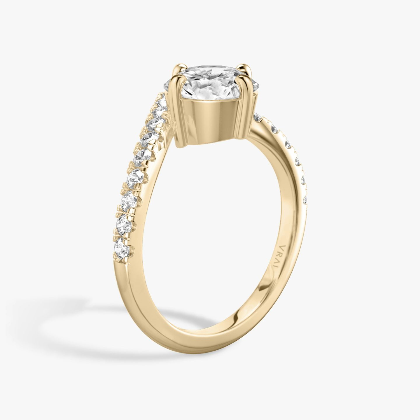 The Signature V | Round Brilliant | 14k | 14k Rose Gold | Band: Pavé | Carat weight: See full inventory | Diamond orientation: vertical