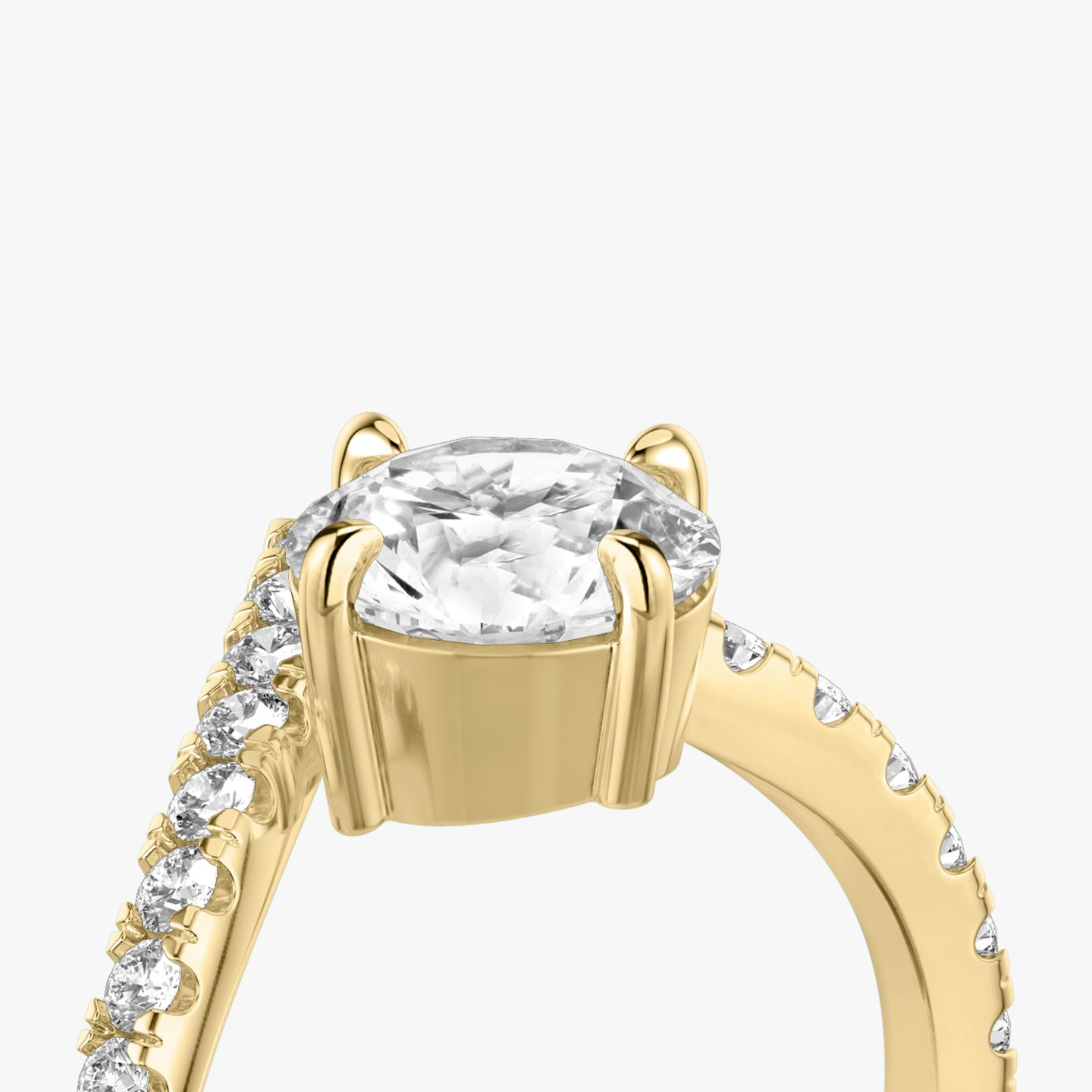 The Signature V | Round Brilliant | 18k | 18k Yellow Gold | Band: Pavé | Carat weight: See full inventory | Diamond orientation: vertical