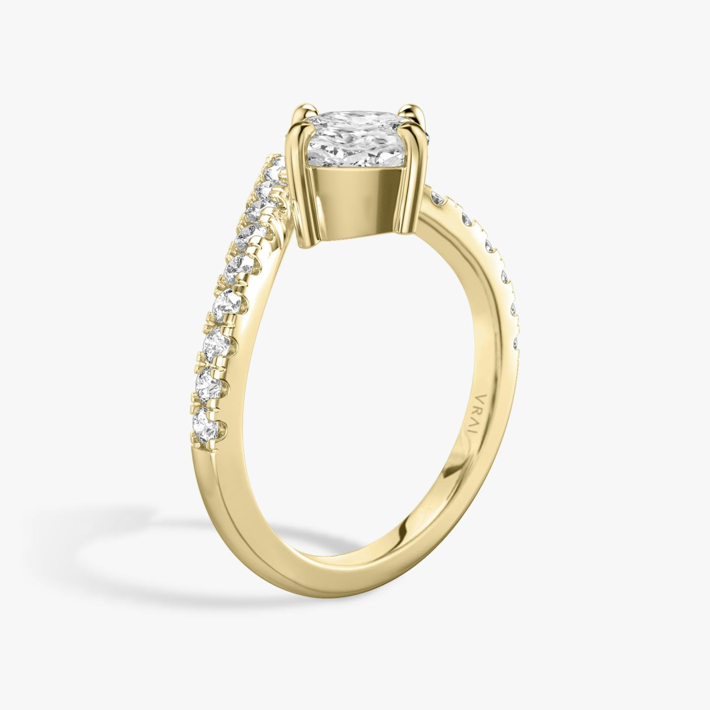 The Signature V | Pavé Cushion | 18k | 18k Yellow Gold | Band: Pavé | Diamond orientation: vertical | Carat weight: See full inventory