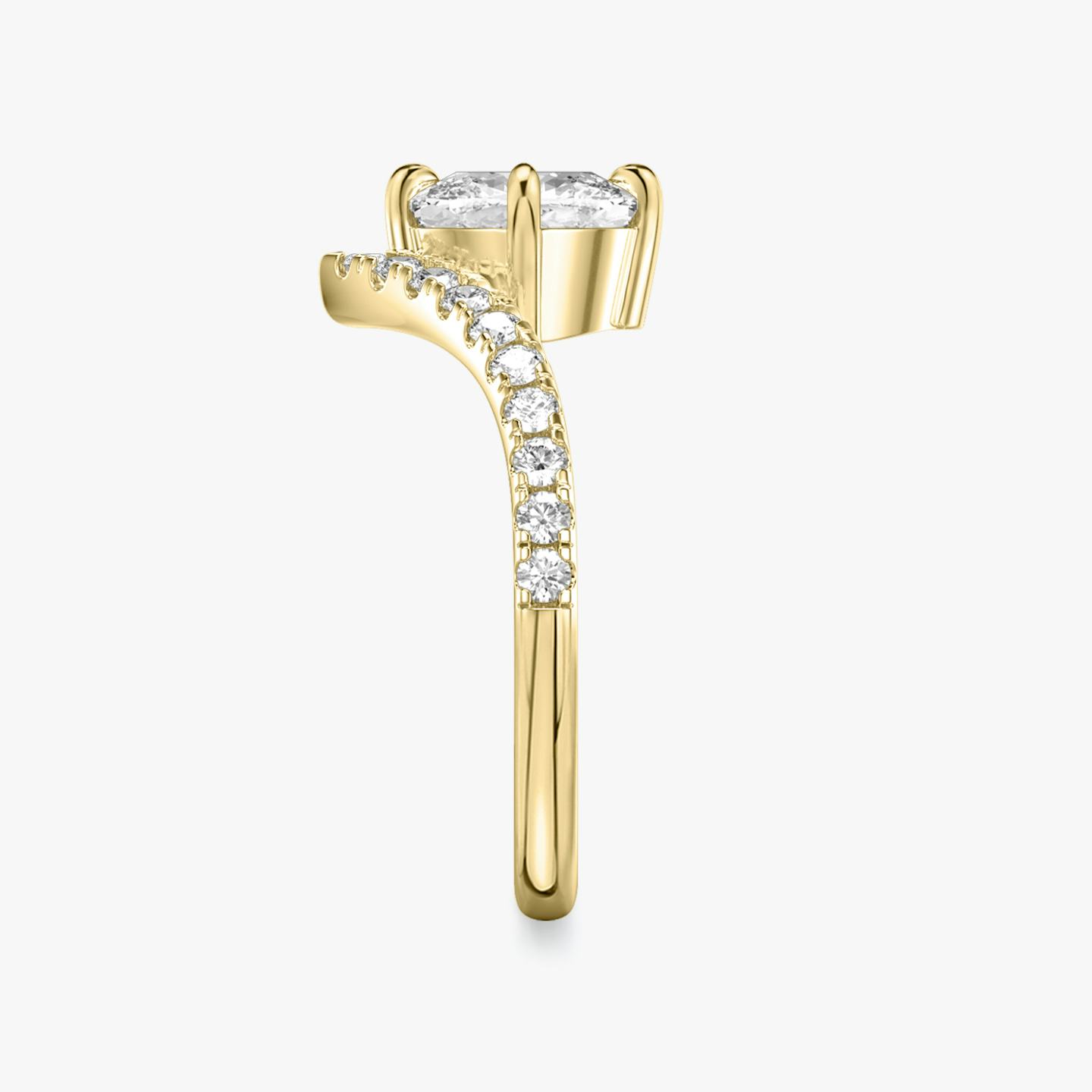 The Signature V | Pavé Cushion | 18k | 18k Yellow Gold | Band: Pavé | Diamond orientation: vertical | Carat weight: See full inventory