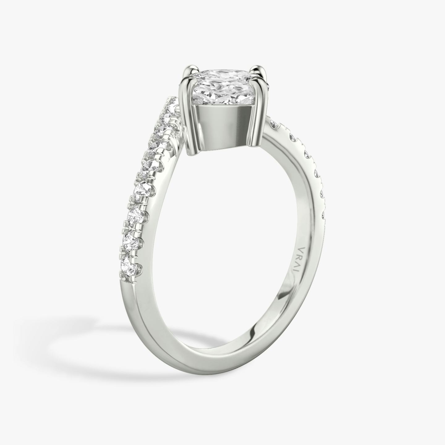 The Signature V | Pavé Cushion | 18k | 18k White Gold | Band: Pavé | Diamond orientation: vertical | Carat weight: See full inventory