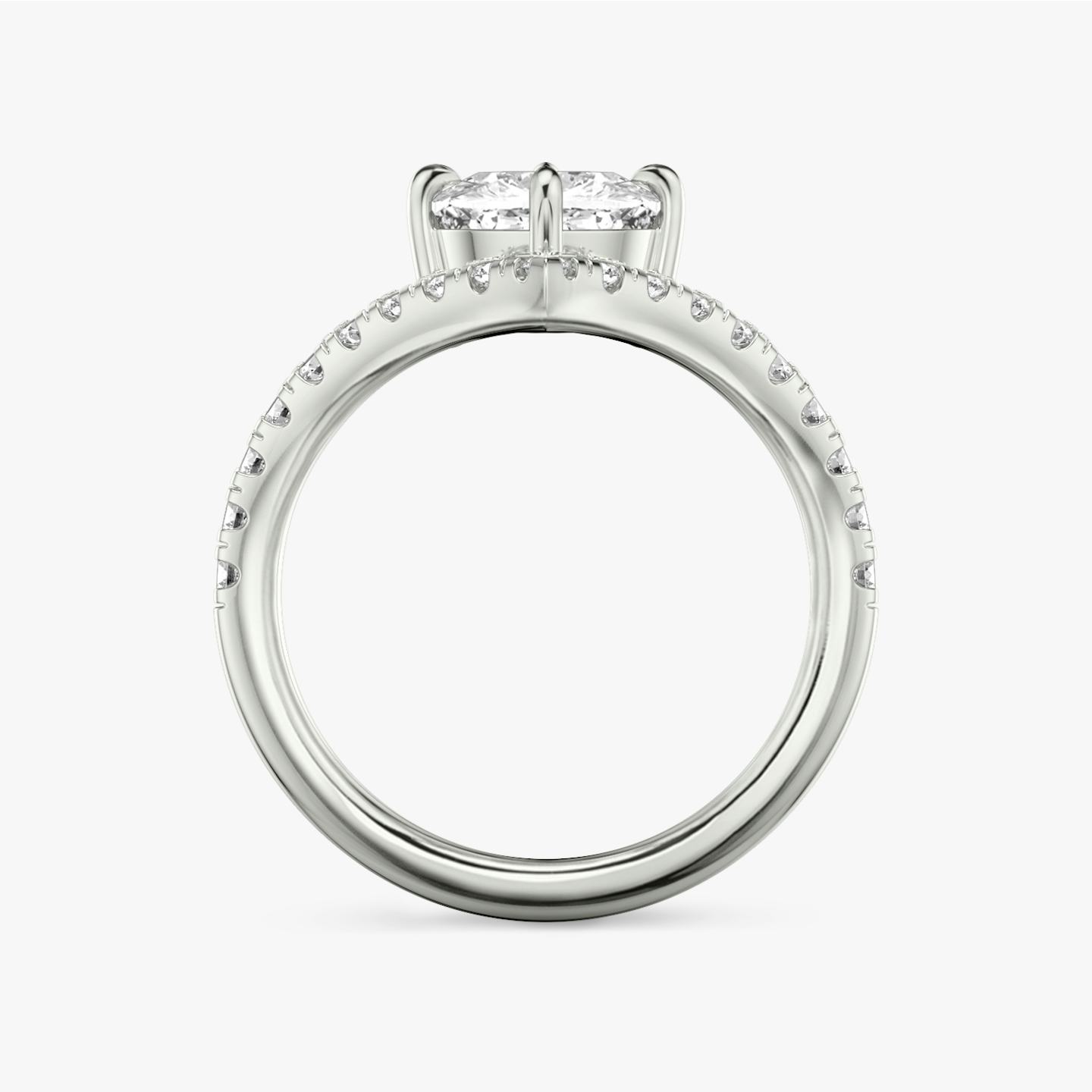 The Signature V | Pavé Cushion | 18k | 18k White Gold | Band: Pavé | Diamond orientation: vertical | Carat weight: See full inventory