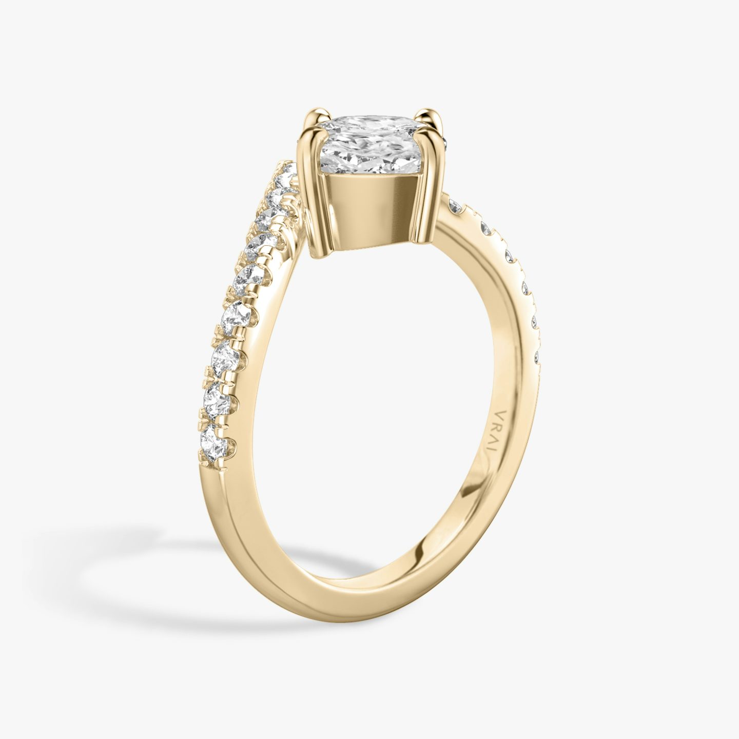The Signature V | Pavé Cushion | 14k | 14k Rose Gold | Band: Pavé | Diamond orientation: vertical | Carat weight: See full inventory