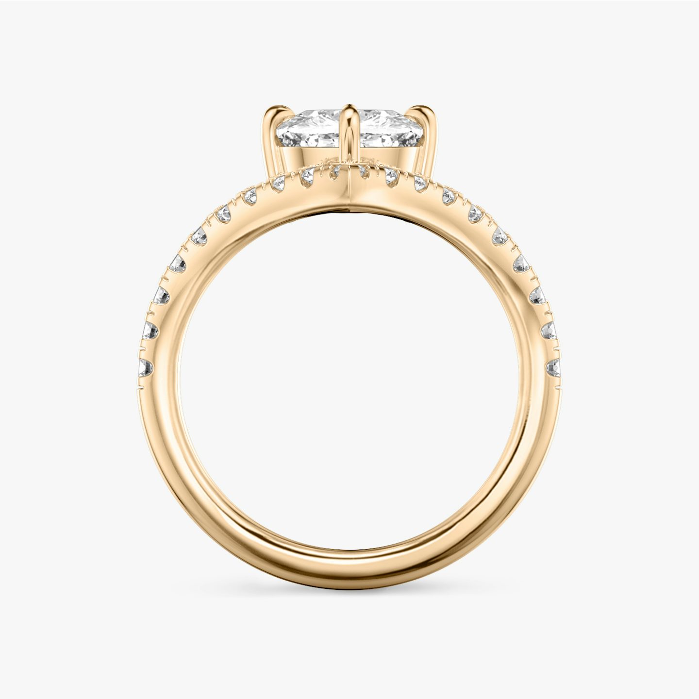 The Signature V | Pavé Cushion | 14k | 14k Rose Gold | Band: Pavé | Diamond orientation: vertical | Carat weight: See full inventory