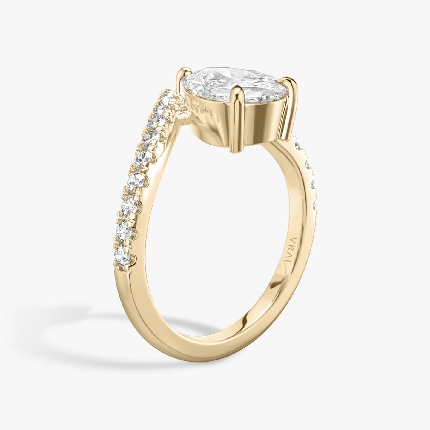 The Signature V | Pear | 14k | 14k Rose Gold | Band: Pavé | Diamond orientation: vertical | Carat weight: See full inventory