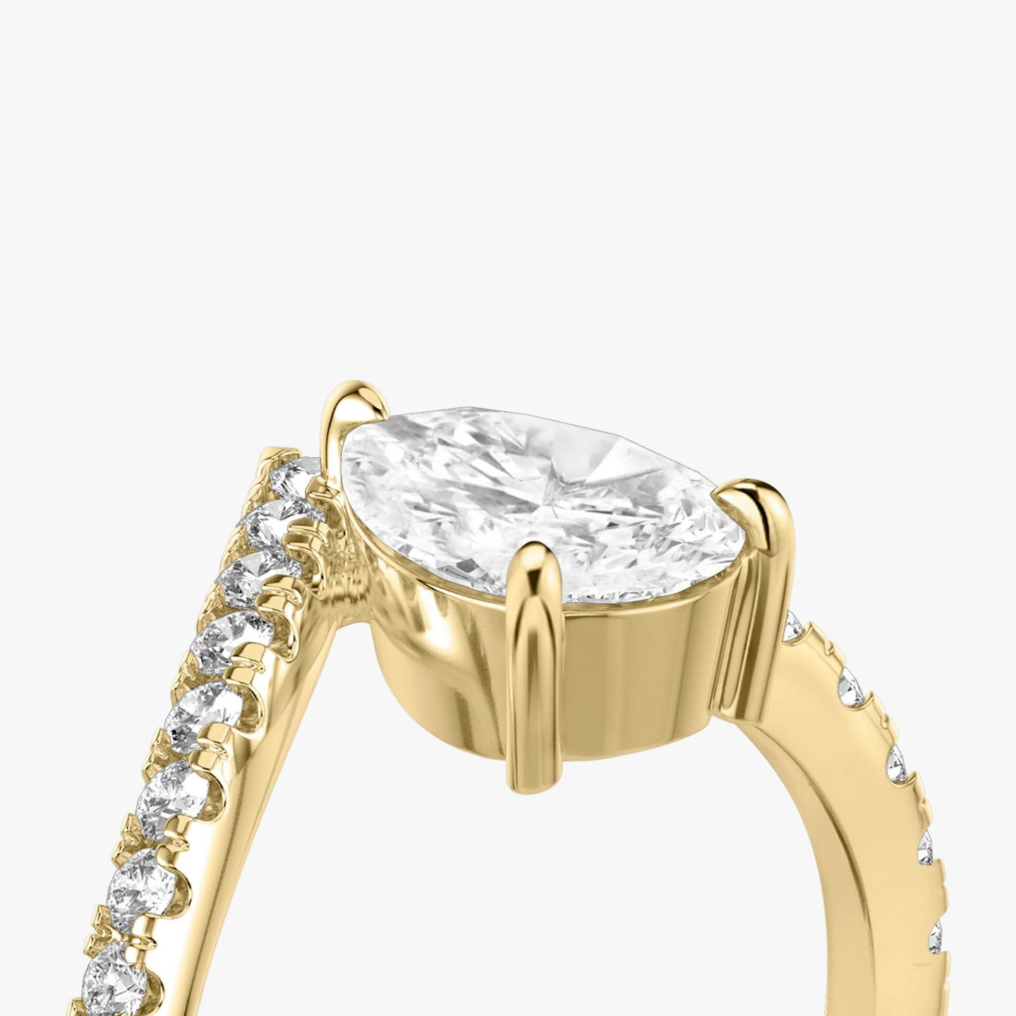 The Signature V | Pear | 18k | 18k Yellow Gold | Band: Pavé | Diamond orientation: vertical | Carat weight: See full inventory