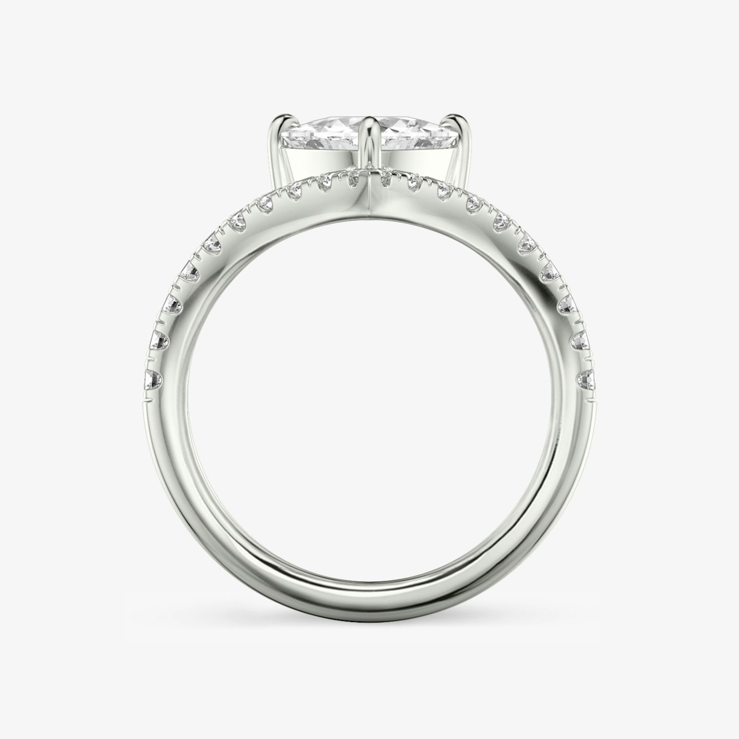 The Signature V | Trillion | 18k | 18k White Gold | Band: Pavé | Diamond orientation: vertical | Carat weight: See full inventory