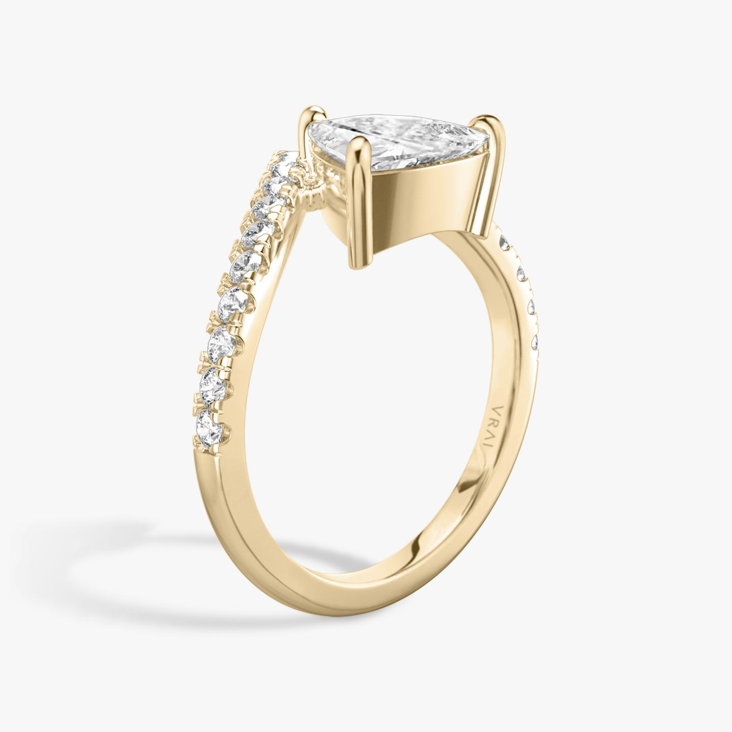 The Signature V | Trillion | 14k | 14k Rose Gold | Band: Pavé | Diamond orientation: vertical | Carat weight: See full inventory