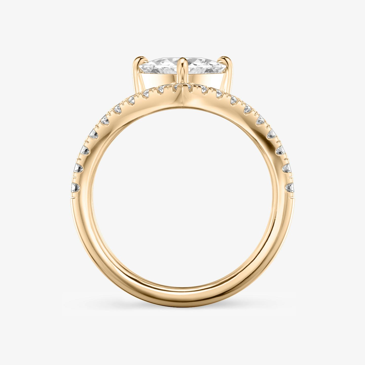 The Signature V | Trillion | 14k | 14k Rose Gold | Band: Pavé | Diamond orientation: vertical | Carat weight: See full inventory