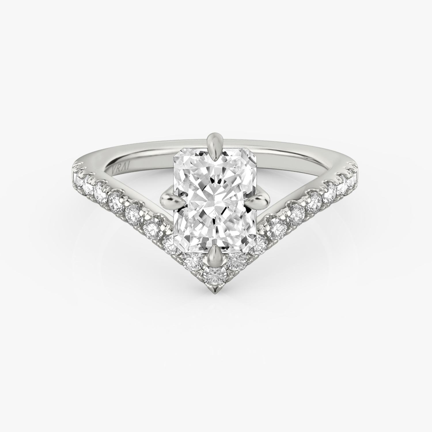 Signature V Radiant Engagement Ring | 18k White Gold