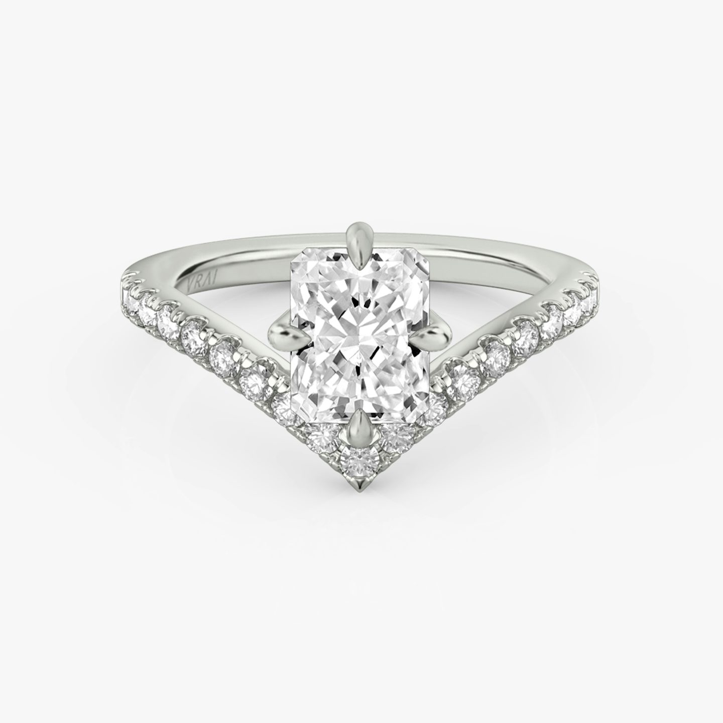 The Signature V | Radiant | 18k | 18k White Gold | Band: Pavé | Diamond orientation: vertical | Carat weight: See full inventory