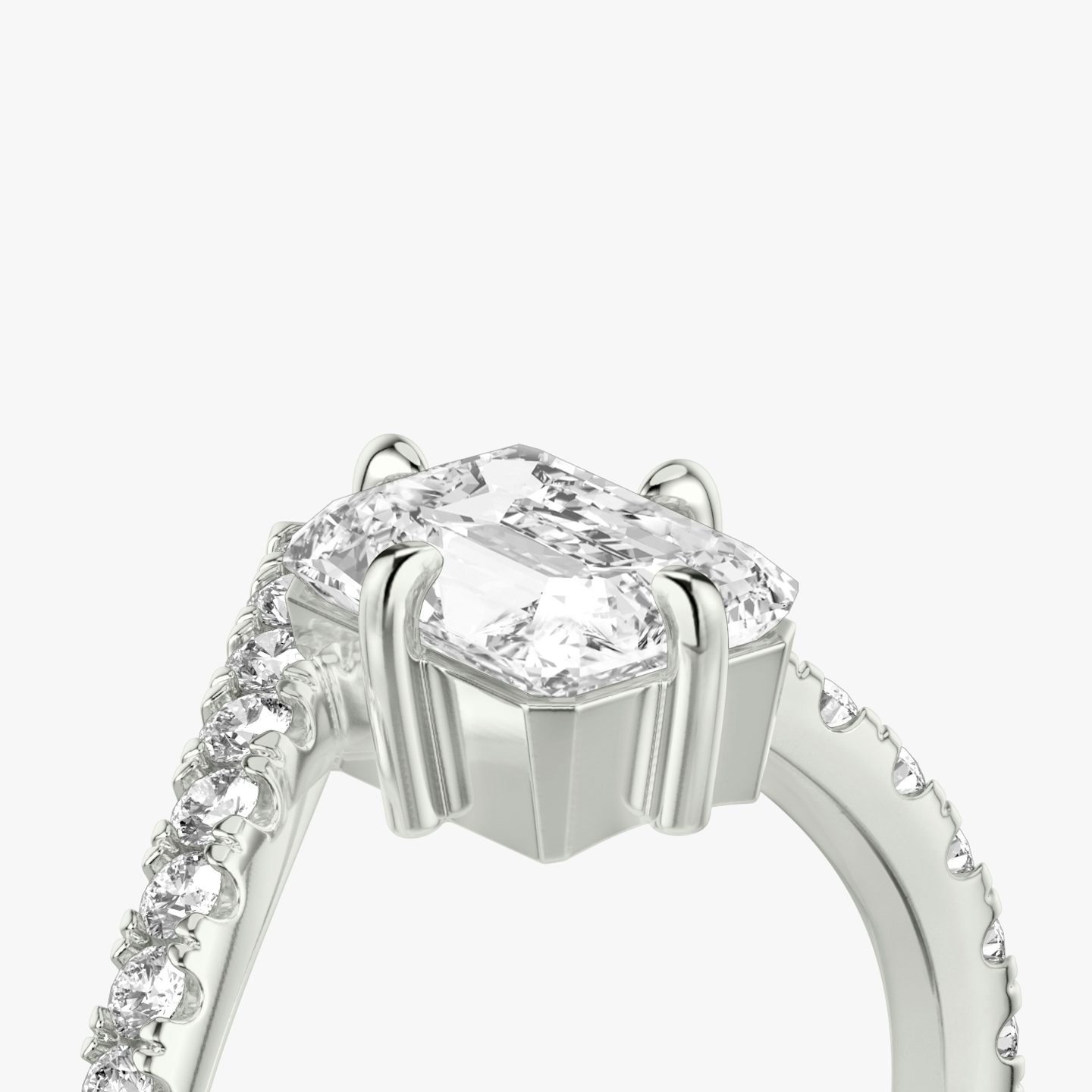 The Signature V | Radiant | 18k | 18k White Gold | Band: Pavé | Diamond orientation: vertical | Carat weight: See full inventory
