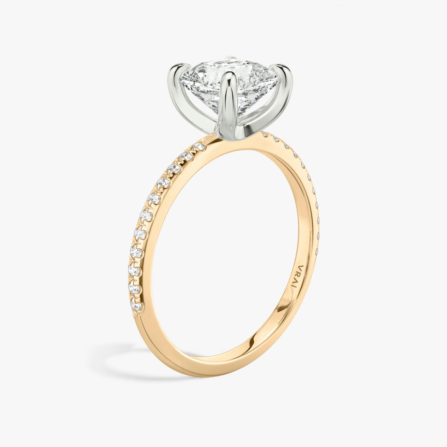 The Classic Two Tone | Asscher | 14k | 14k Rose Gold and Platinum | Band: Pavé | Diamond orientation: vertical | Carat weight: See full inventory