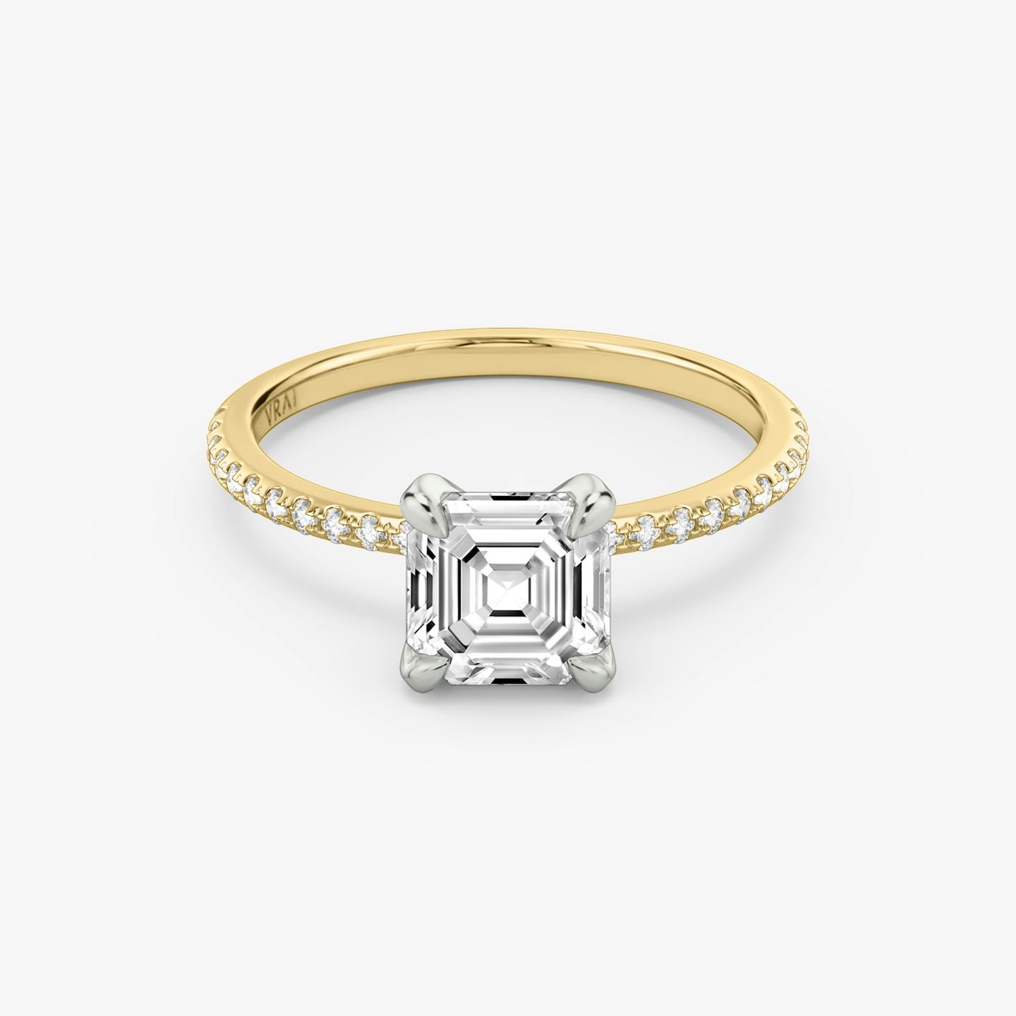 The Classic Two Tone | Asscher | 18k | 18k Yellow Gold and Platinum | Band: Pavé | Diamond orientation: vertical | Carat weight: See full inventory