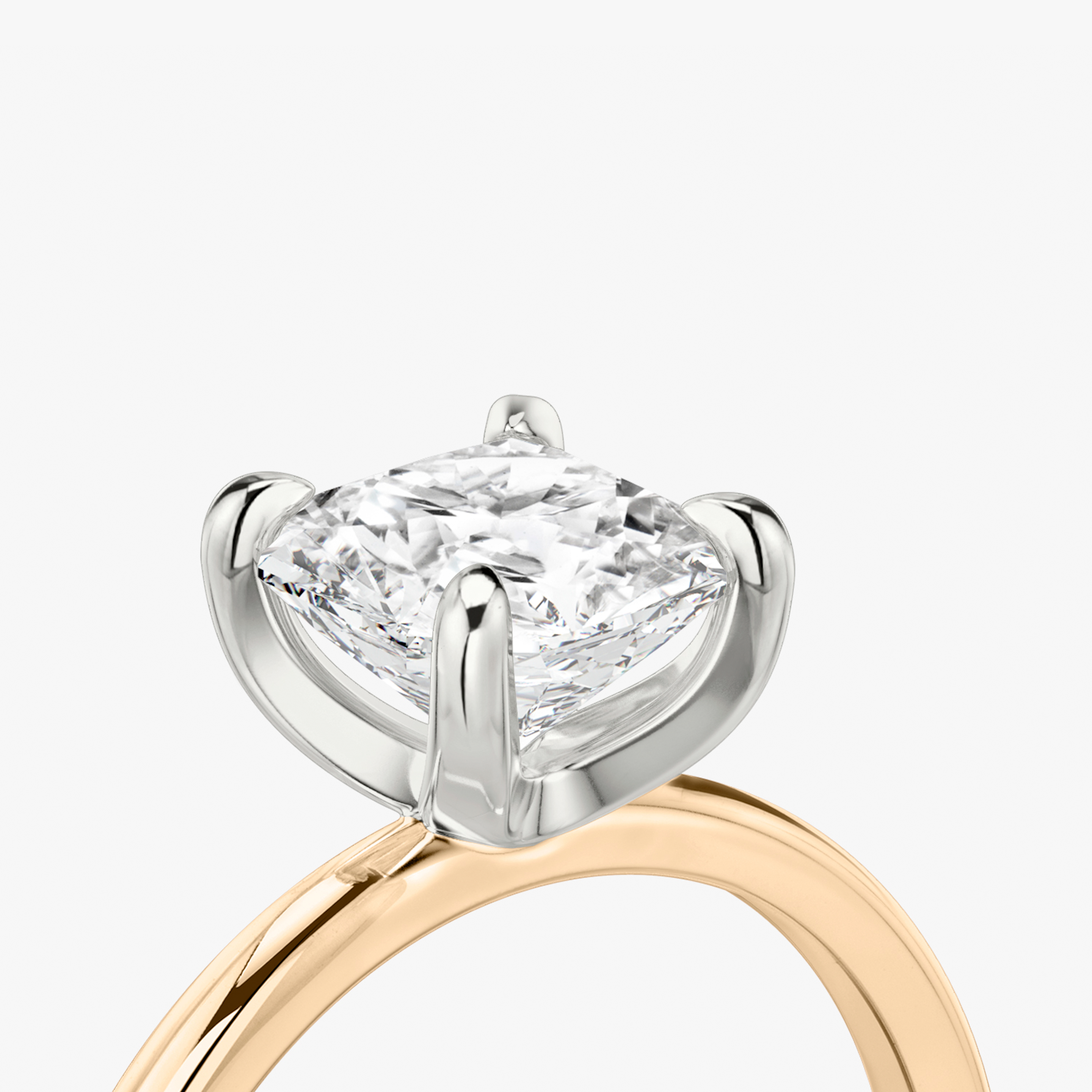 The Classic Two Tone | Asscher | 14k | 14k Rose Gold and Platinum | Band: Plain | Diamond orientation: vertical | Carat weight: See full inventory