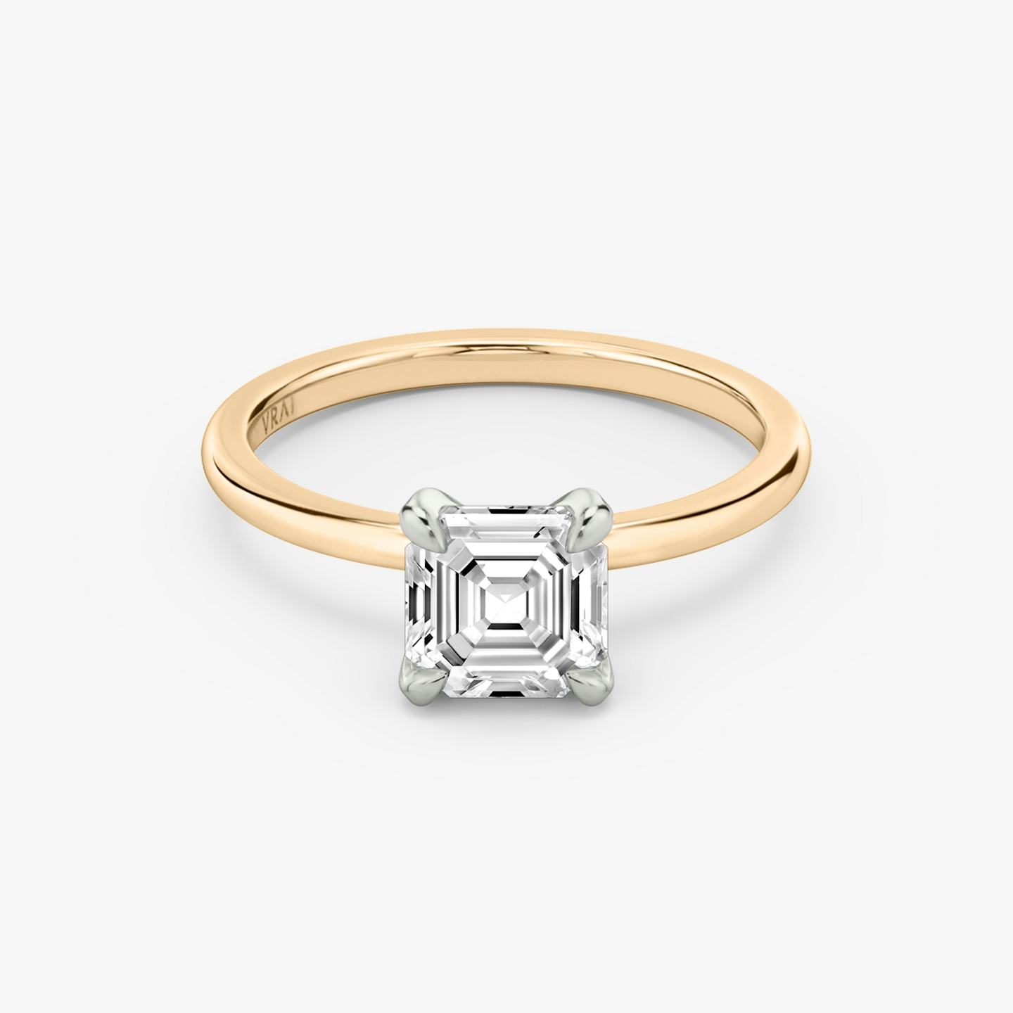 The Classic Two Tone | Asscher | 14k | 14k Rose Gold | Band: Plain | Diamond orientation: vertical | Carat weight: See full inventory