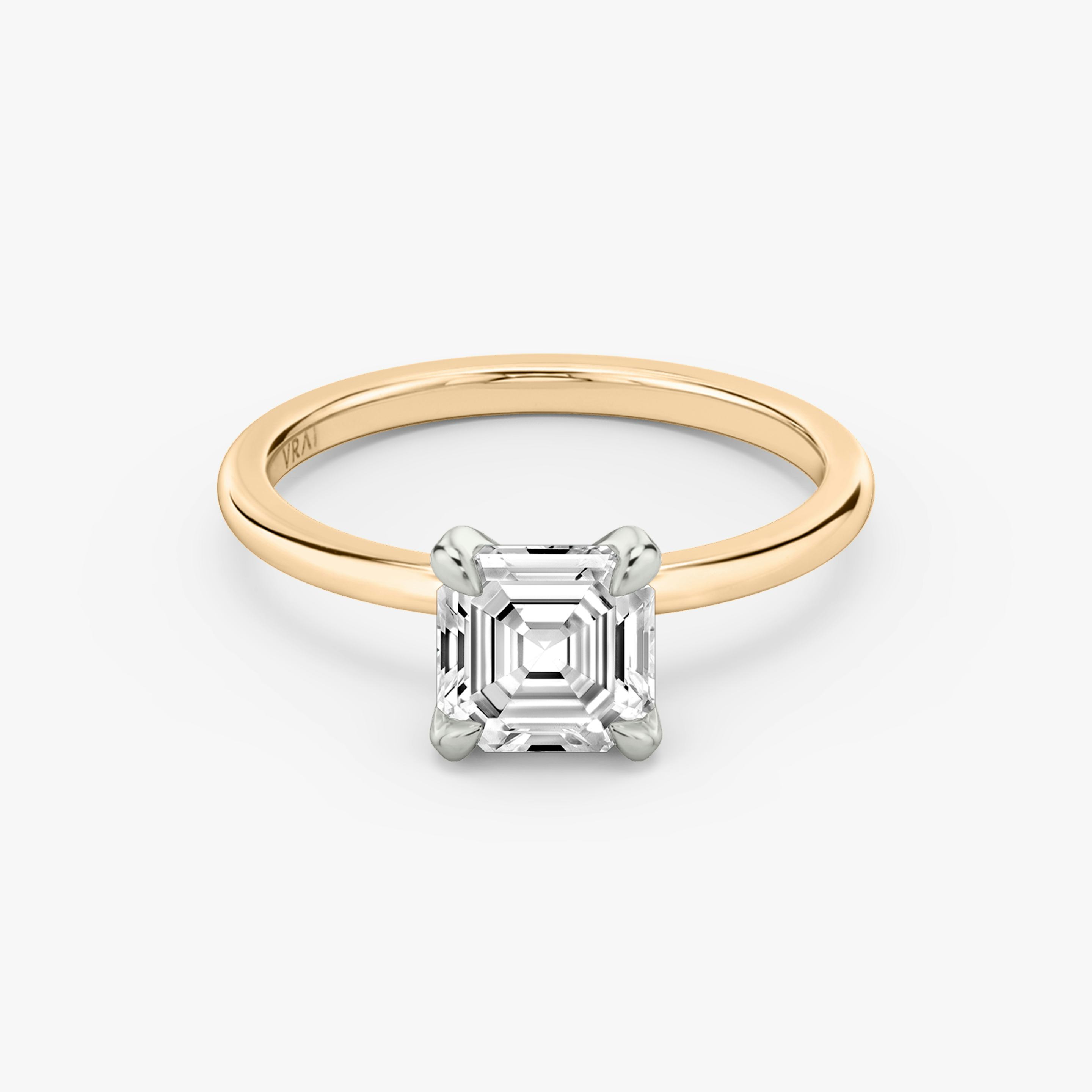 The Classic Two Tone | Asscher | 14k | 14k Rose Gold and Platinum | Band: Plain | Diamond orientation: vertical | Carat weight: See full inventory