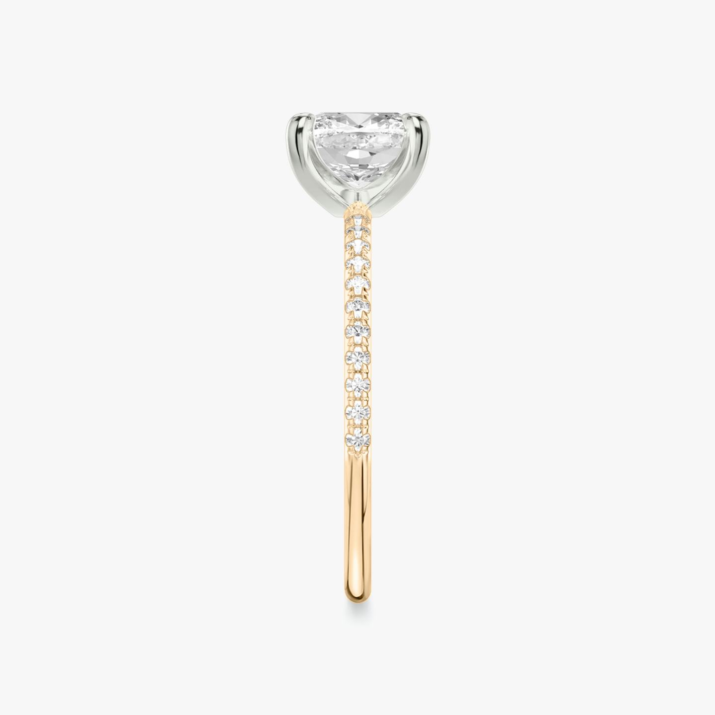 The Classic Two Tone | Pavé Cushion | 14k | 14k Rose Gold and Platinum | Band: Pavé | Diamond orientation: vertical | Carat weight: See full inventory