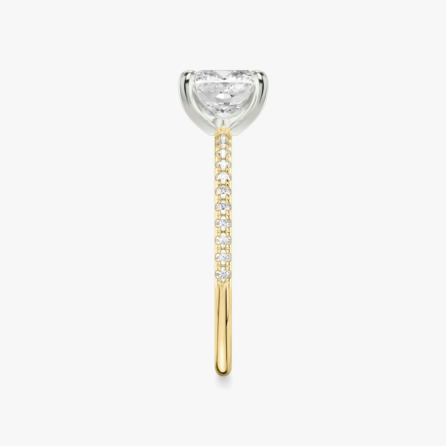 The Classic Two Tone | Pavé Cushion | 18k | 18k Yellow Gold and Platinum | Band: Pavé | Diamond orientation: vertical | Carat weight: See full inventory