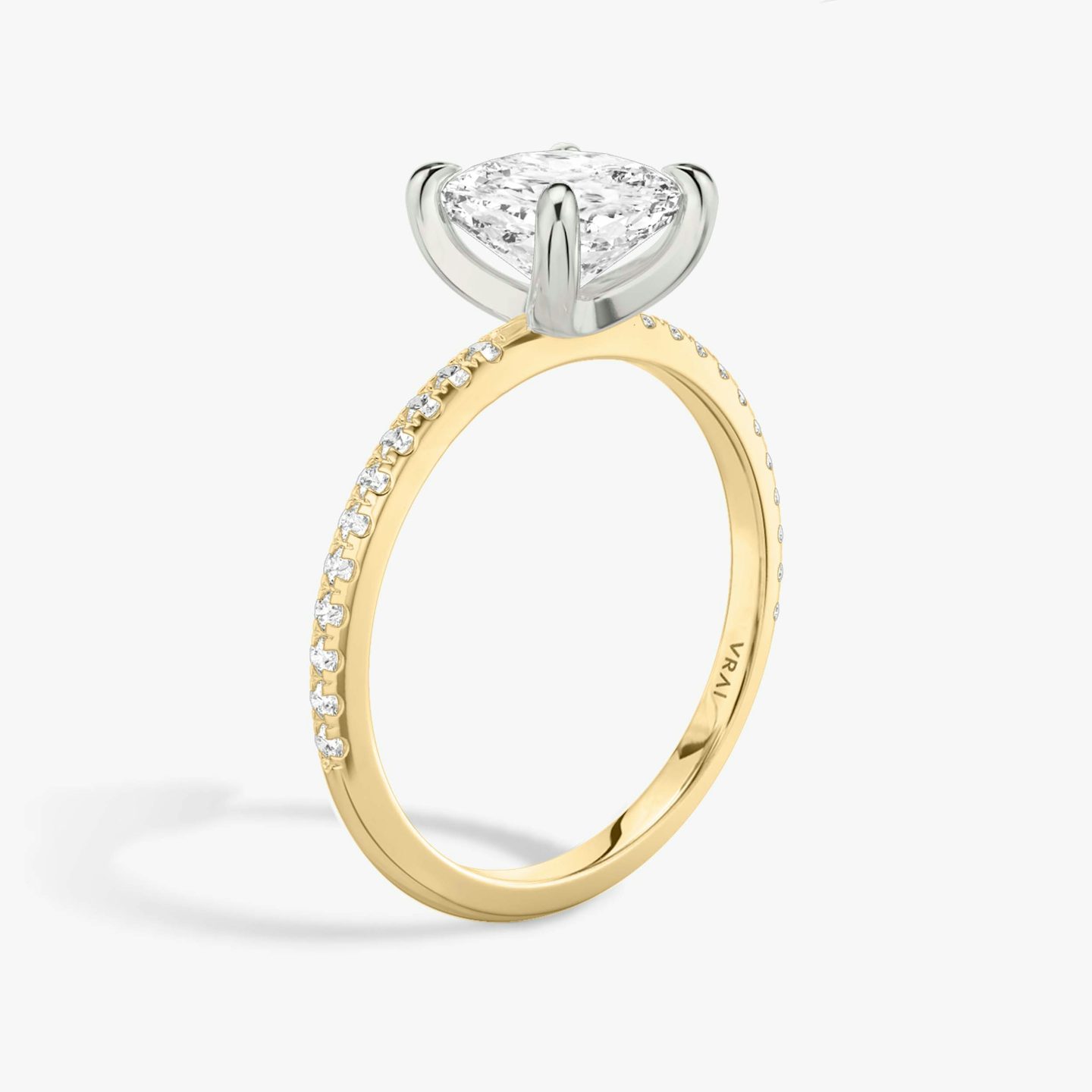 The Classic Two Tone | Pavé Cushion | 18k | 18k Yellow Gold and Platinum | Band: Pavé | Diamond orientation: vertical | Carat weight: See full inventory