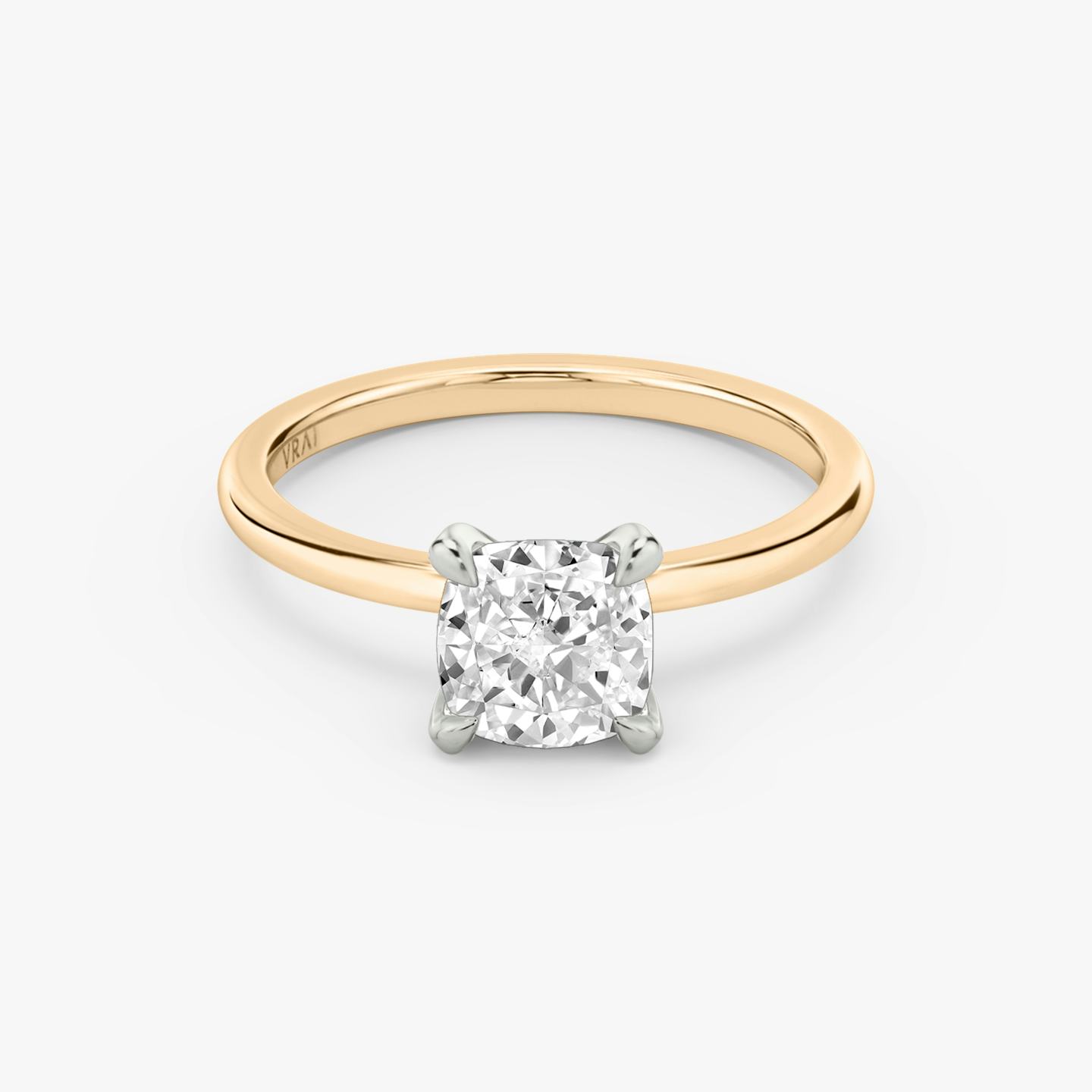 The Classic Two Tone | Pavé Cushion | 14k | 14k Rose Gold and Platinum | Band: Plain | Diamond orientation: vertical | Carat weight: See full inventory