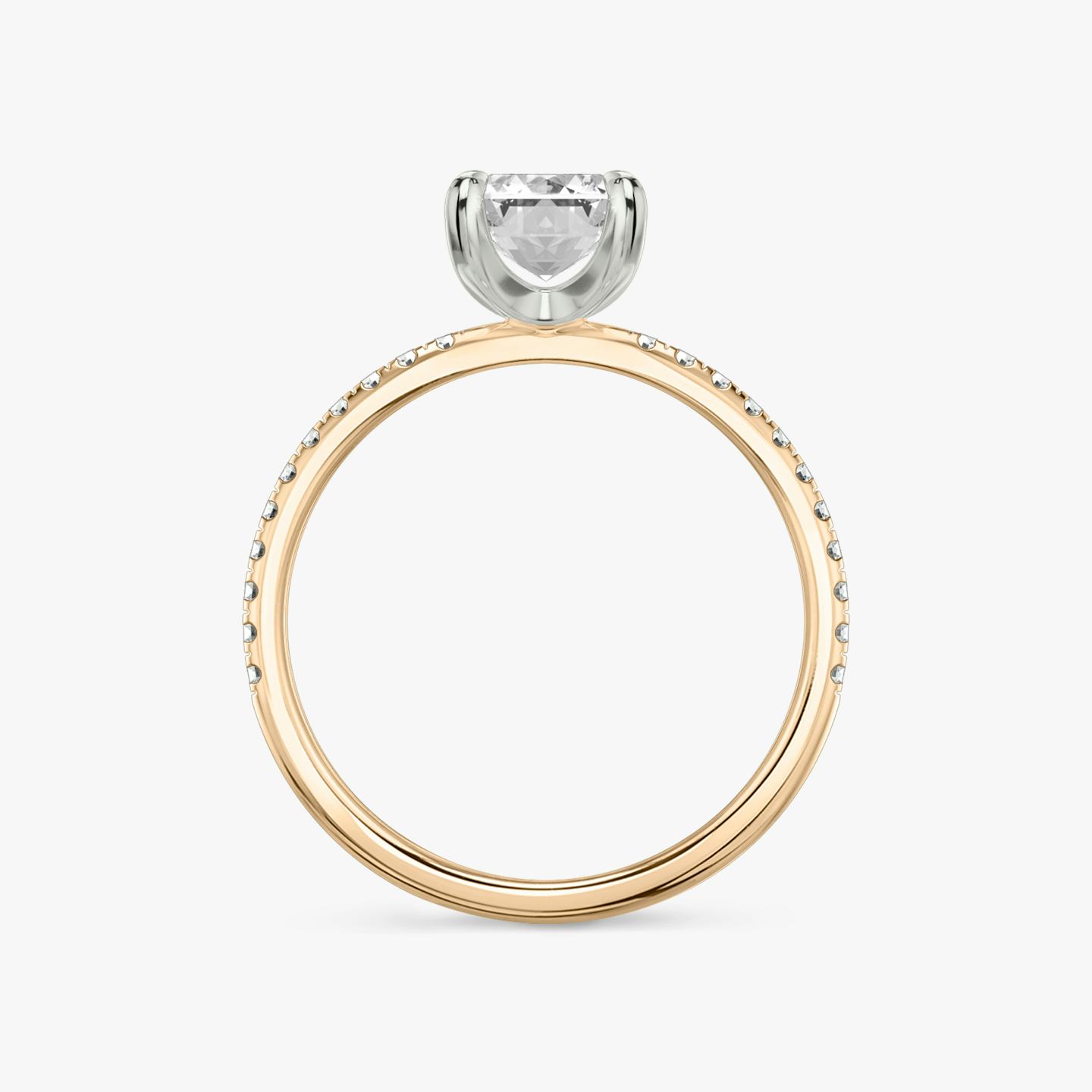 The Classic Two Tone | Emerald | 14k | 14k Rose Gold and Platinum | Band: Pavé | Diamond orientation: vertical | Carat weight: See full inventory