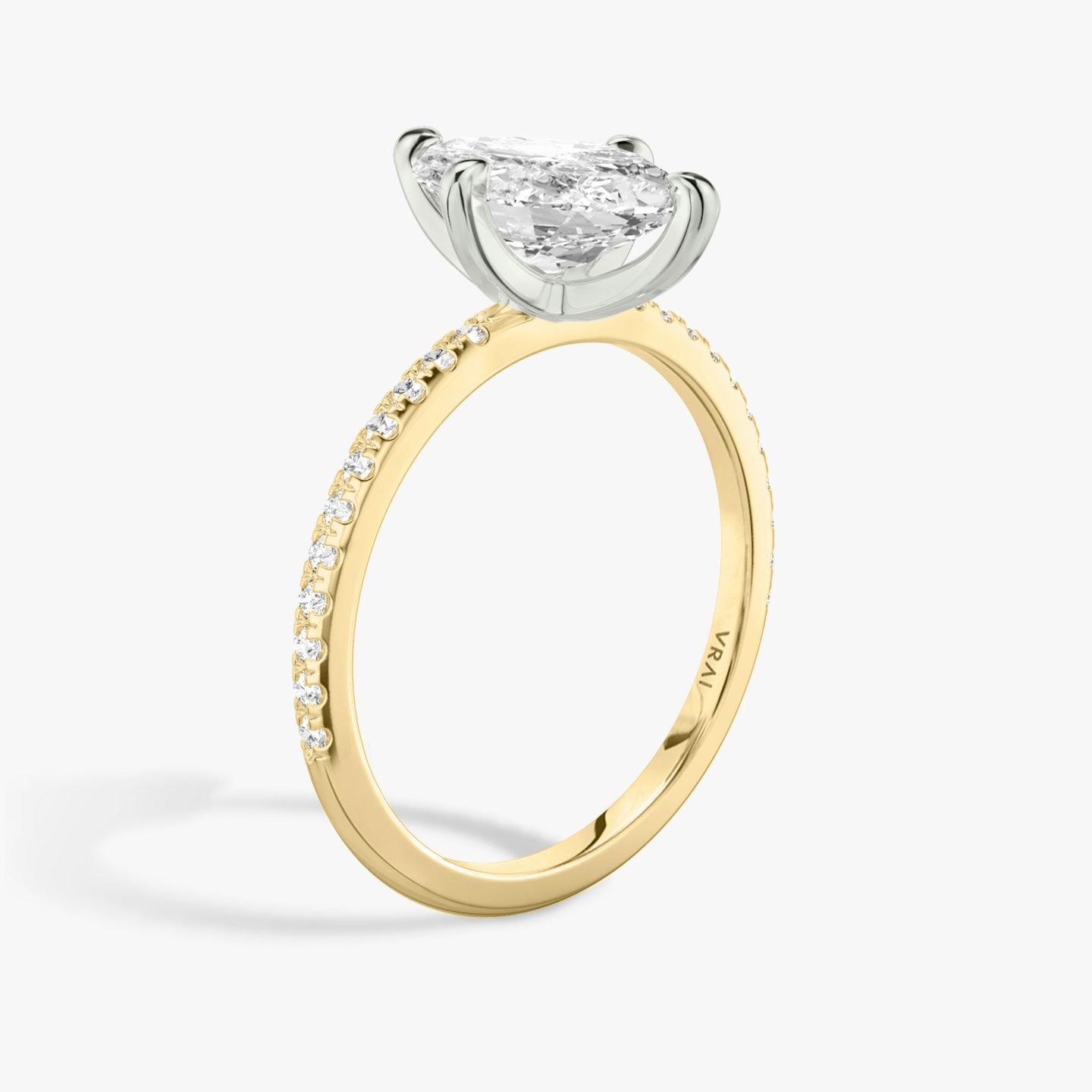 The Classic Two Tone | marquise | 18k | yellow-gold-and-platinum | bandAccent: pave | diamondOrientation: vertical | caratWeight: other