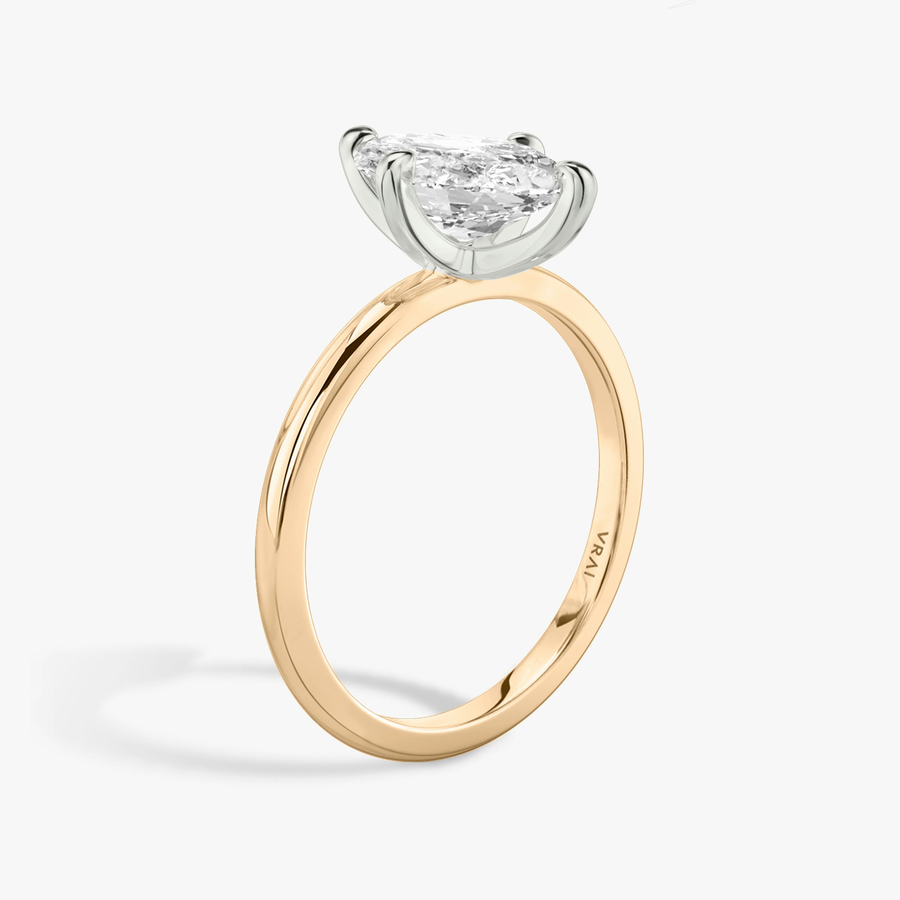 The Classic Two Tone | Pavé Marquise | 14k | 14k Rose Gold and Platinum | Band: Plain | Diamond orientation: vertical | Carat weight: See full inventory