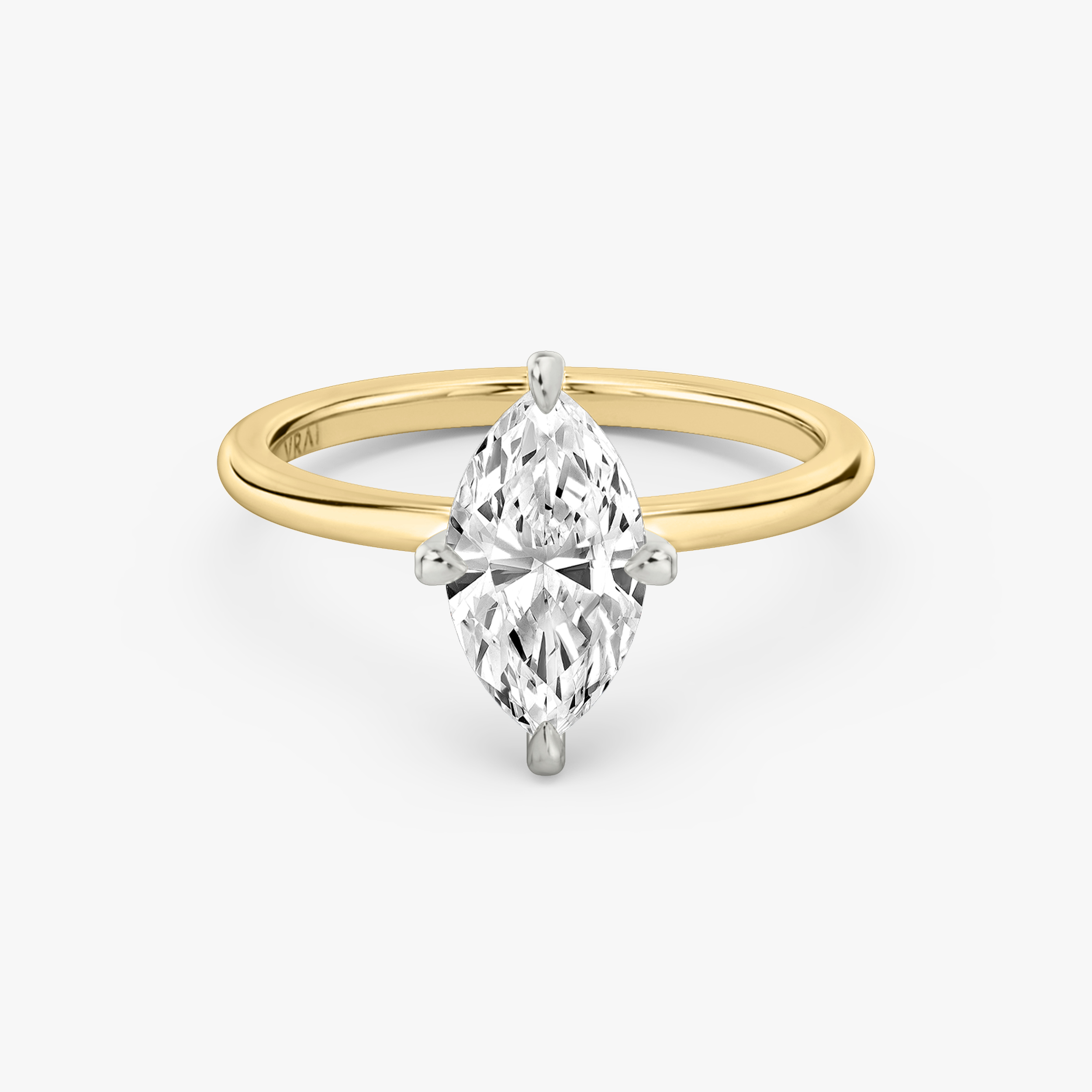Marquise Diamond Engagement Ring with Curved Wedding Band Stack Rings -  Abhika Jewels