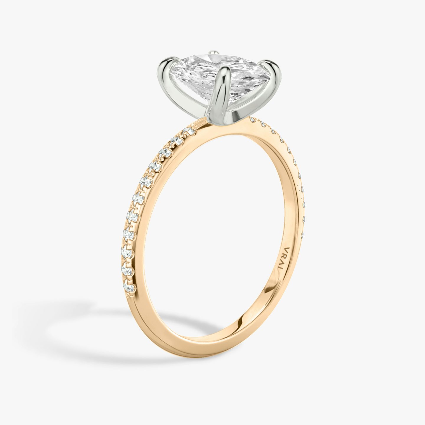 undefined | Oval | 14k | 14k Rose Gold and Platinum | Band: Pavé | Diamond orientation: vertical | Carat weight: See full inventory