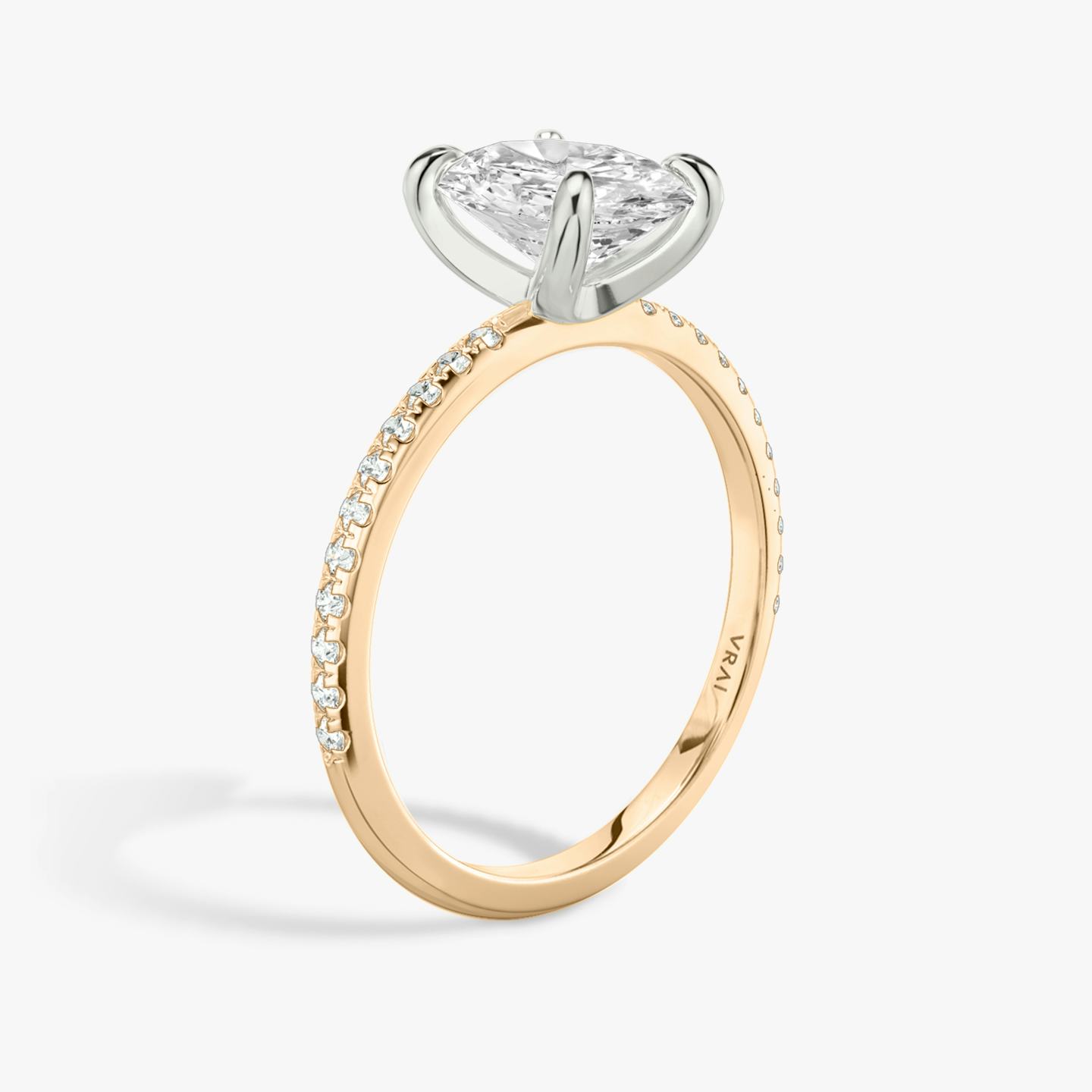 The Classic Two Tone | Oval | 14k | 14k Rose Gold and Platinum | Band: Pavé | Diamond orientation: vertical | Carat weight: See full inventory
