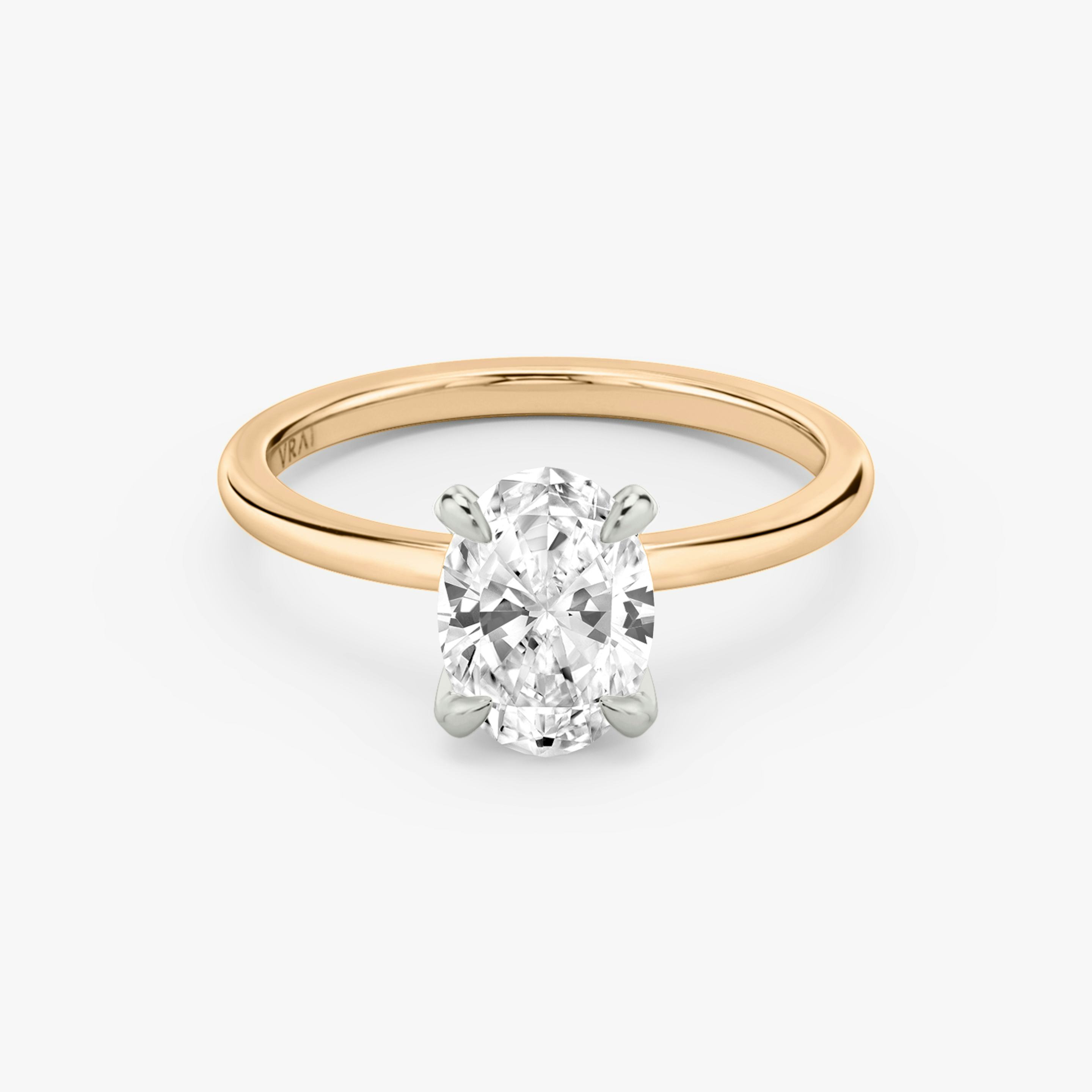 The Classic Two Tone | Oval | 14k | 14k Rose Gold and Platinum | Band: Plain | Diamond orientation: vertical | Carat weight: See full inventory