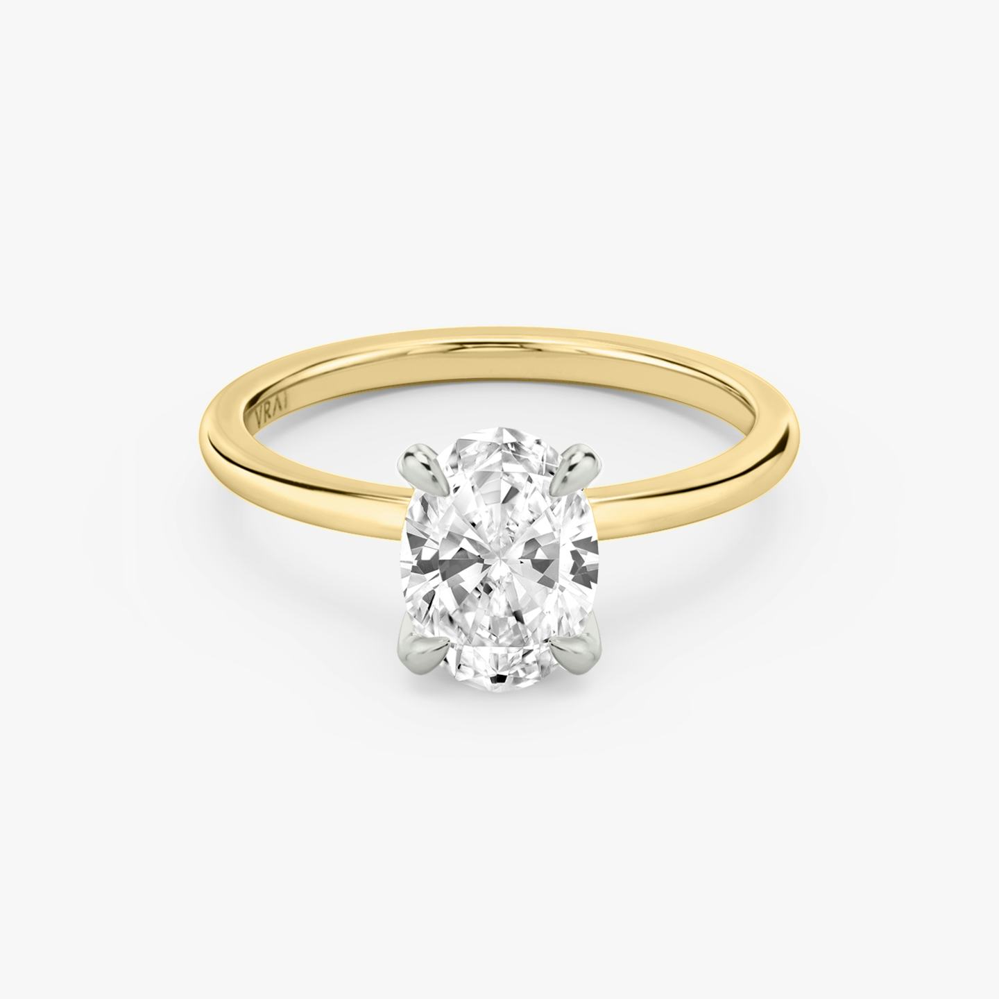 The Classic Two Tone | Oval | 18k | 18k Yellow Gold and Platinum | Band: Plain | Diamond orientation: vertical | Carat weight: See full inventory