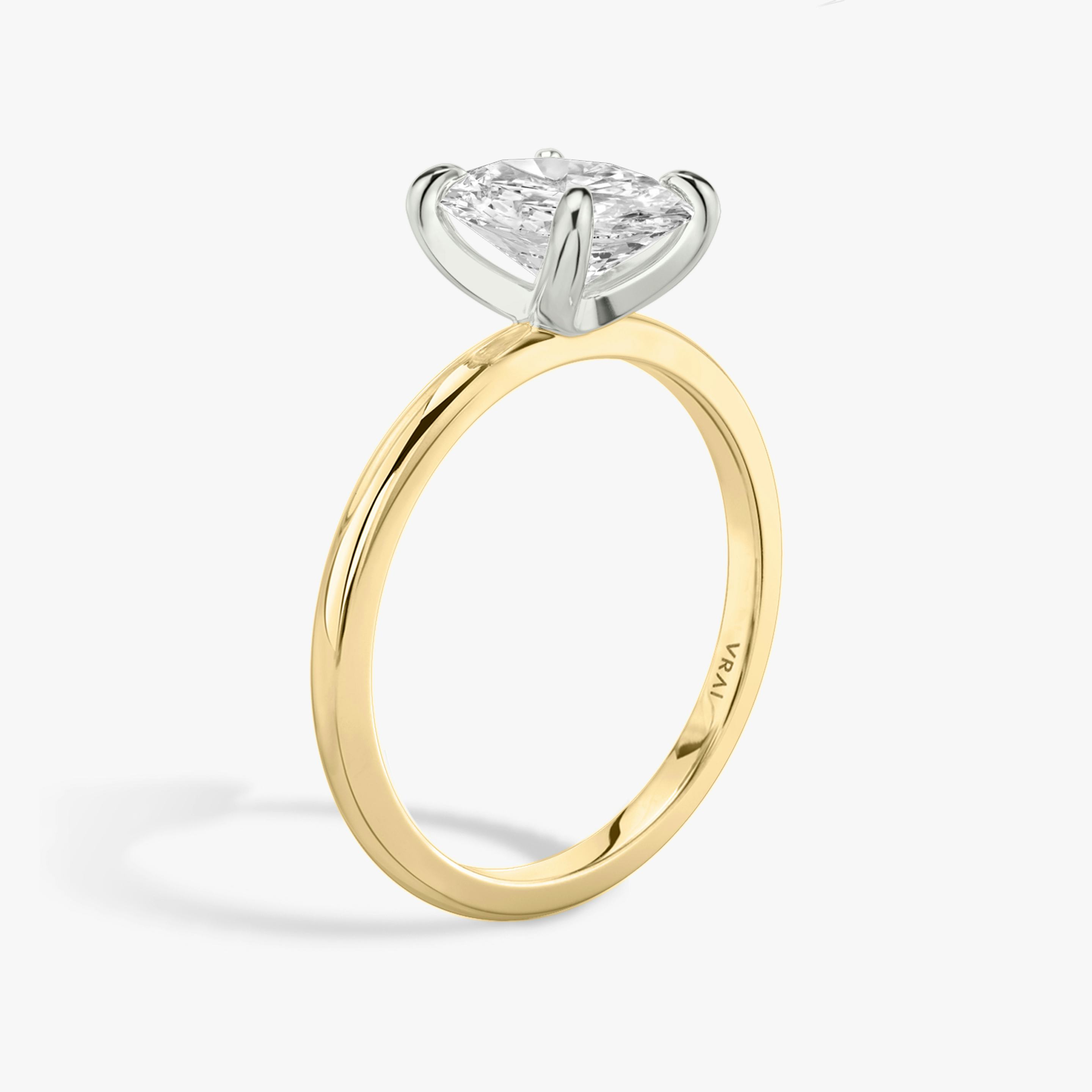 The Classic Two Tone | Oval | 18k | 18k Yellow Gold and Platinum | Band: Plain | Diamond orientation: vertical | Carat weight: See full inventory