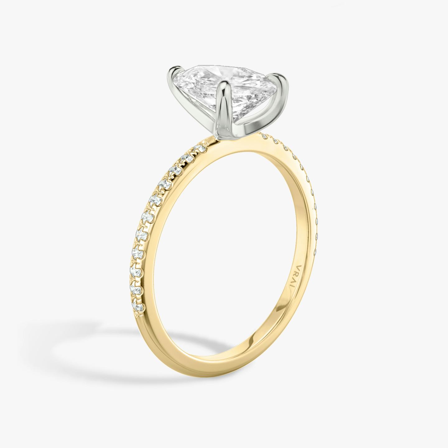 The Classic Two Tone | Pear | 18k | 18k Yellow Gold and Platinum | Band: Pavé | Diamond orientation: vertical | Carat weight: See full inventory