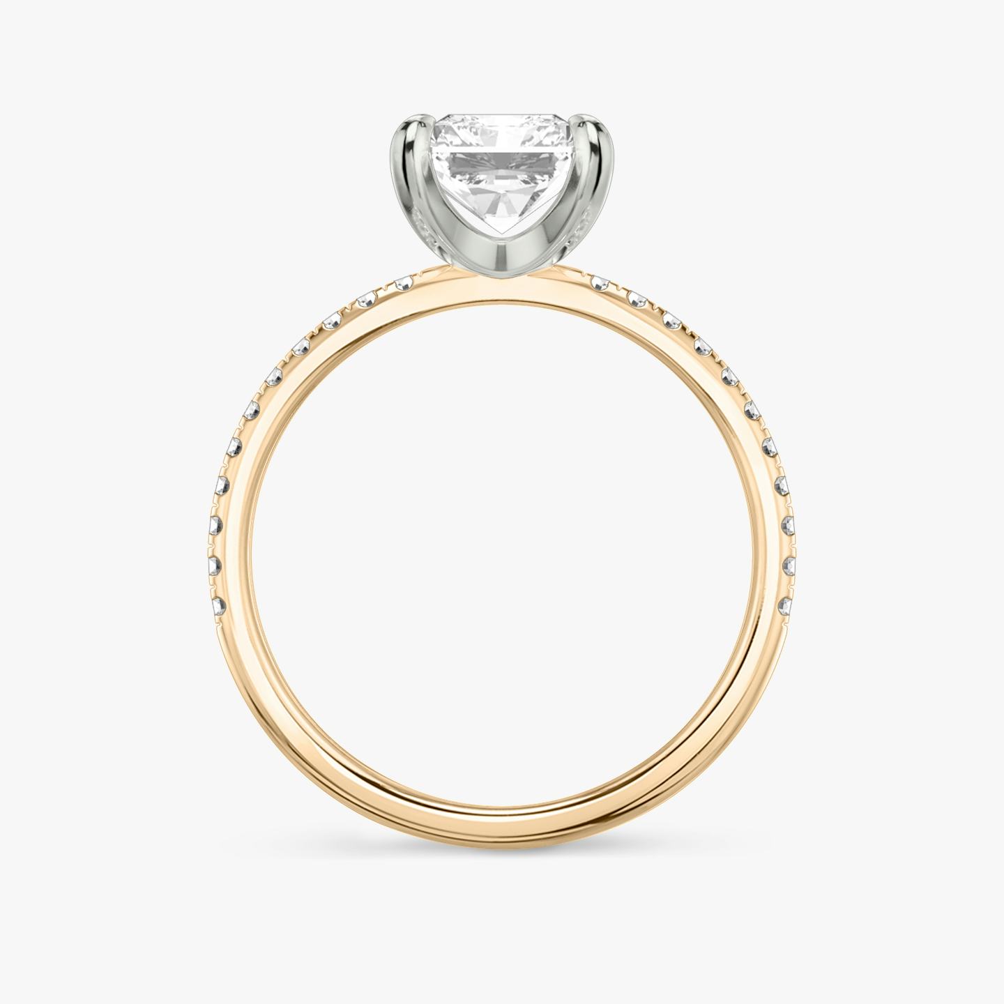 The Classic Two Tone | Radiant | 14k | 14k Rose Gold and Platinum | Band: Pavé | Diamond orientation: vertical | Carat weight: See full inventory
