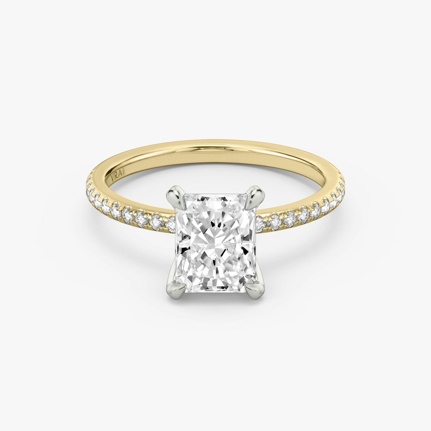 The Classic Two Tone | Radiant | 18k | 18k Yellow Gold and Platinum | Band: Pavé | Diamond orientation: vertical | Carat weight: See full inventory